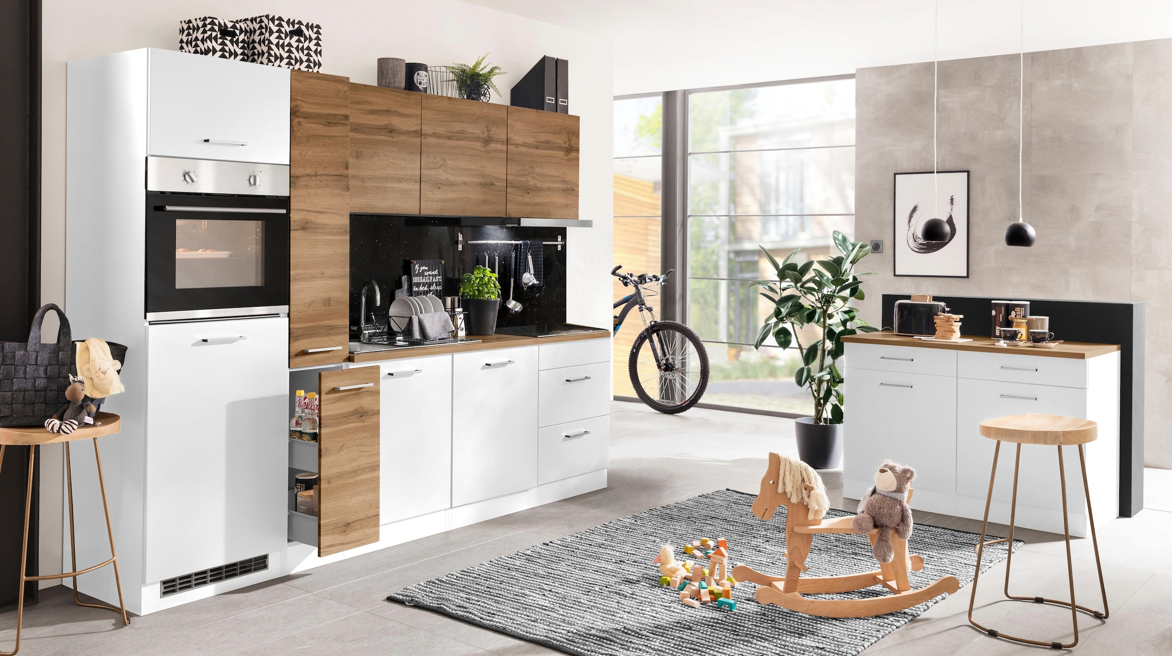 KOCHSTATION Küchenzeile »KS-Kehl«, mit E-Geräten, Breite 270 cm, inkl. Kühlschrank