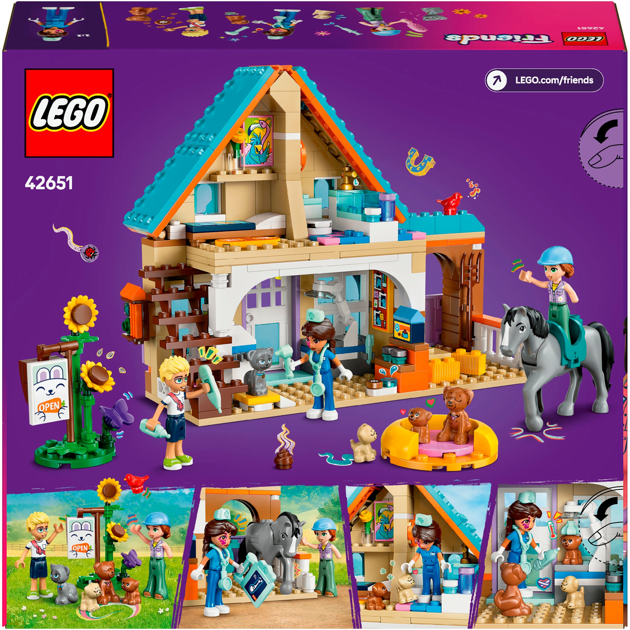 LEGO® Konstruktionsspielsteine »Tierarztpraxis für Pferde und Haustiere (42651), LEGO Friends«, (428 St.), Made in Europe