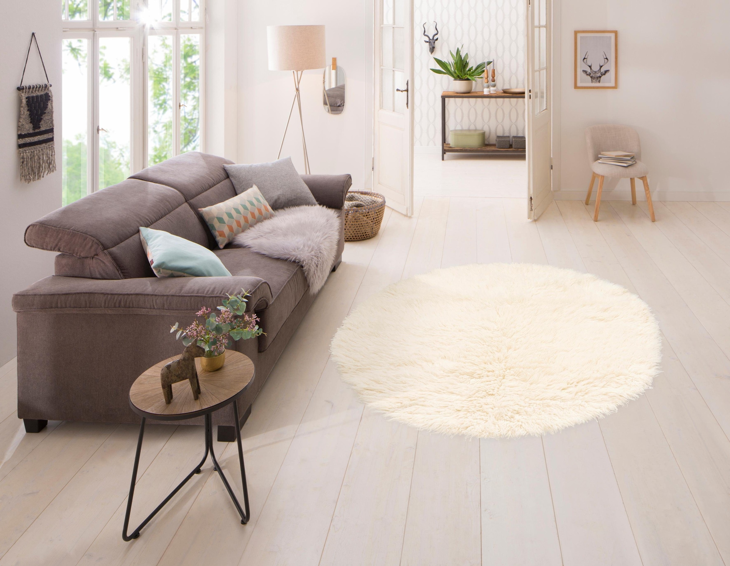 OTTO home Wollteppich »Kjara« rund 40 mm Höhe reine Wolle, Flokati Stil, ha günstig online kaufen