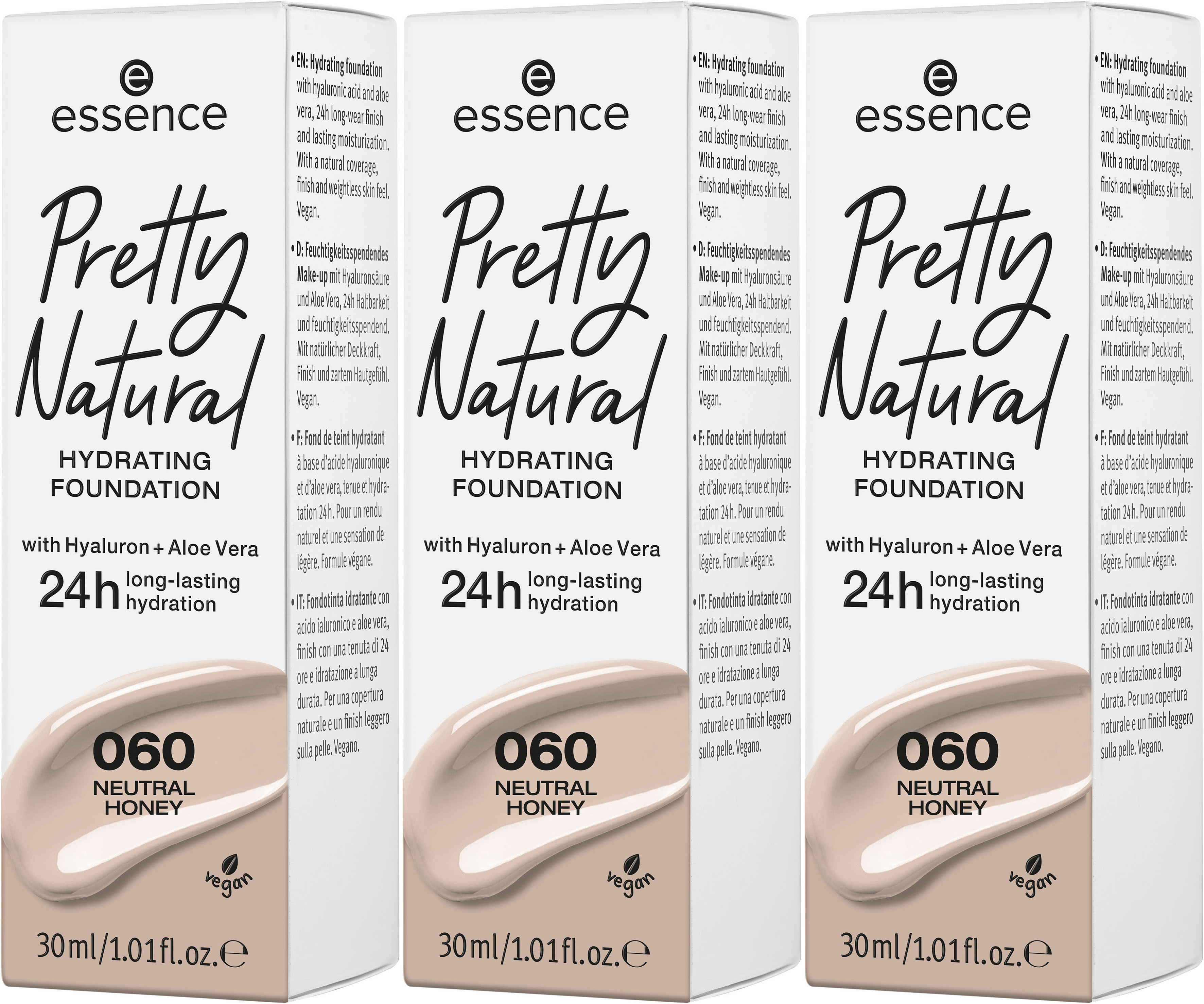 Essence Foundation »Pretty Natural HYDRATING«, (Set, 3 tlg.)