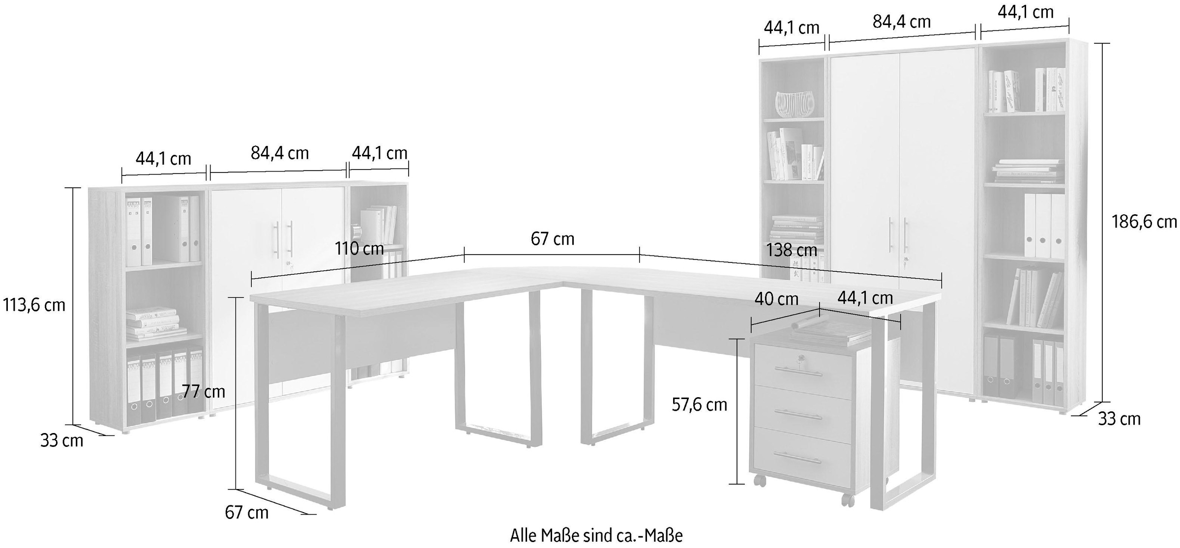 BMG Möbel Büromöbel-Set »Tabor Office 5«, (Set, 10 tlg.)