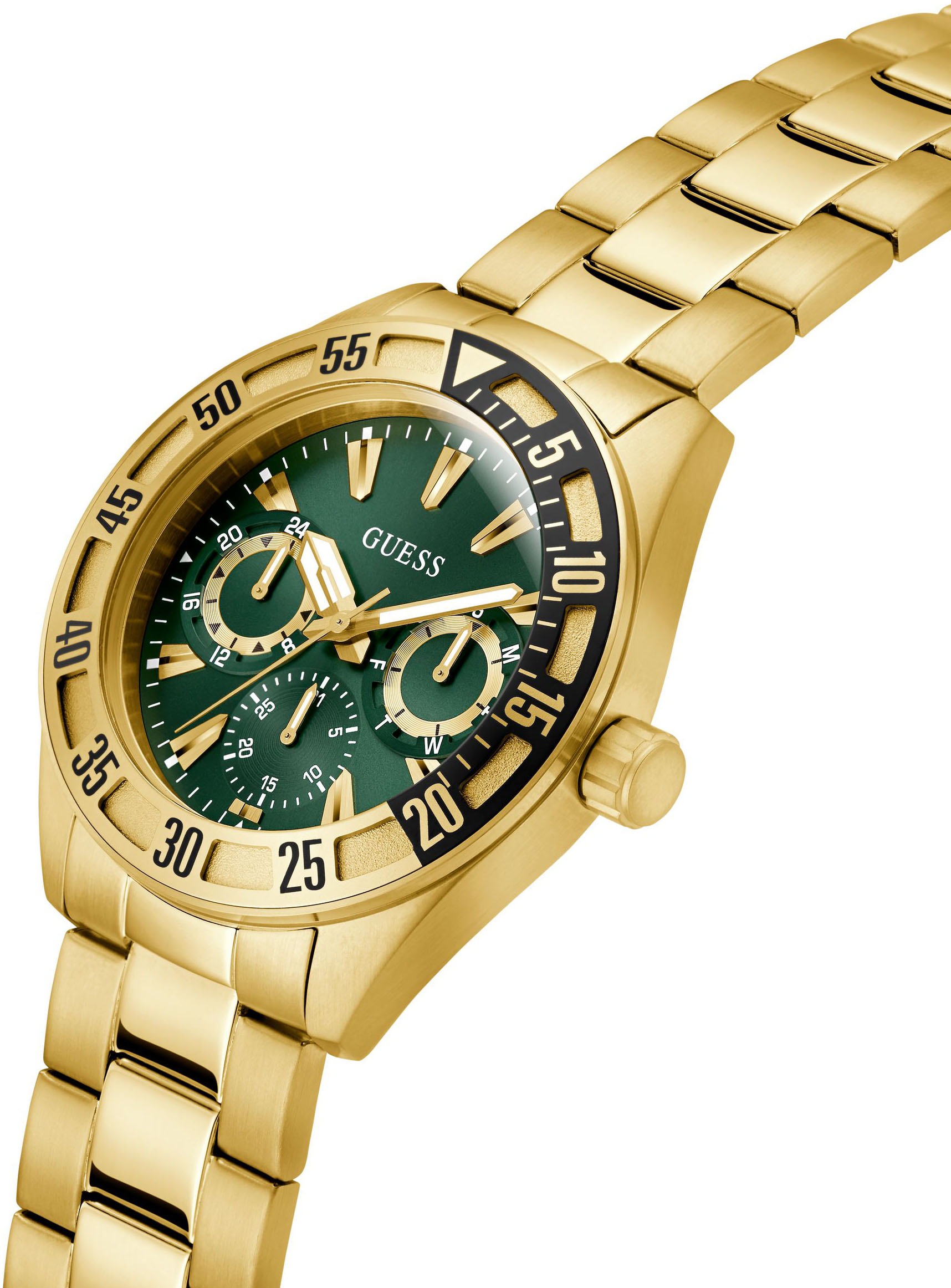 Guess Multifunktionsuhr »LETTERMAN«, Quarzuhr, Armbanduhr, Herrenuhr, Datum, Wochentag, Edelstahlarmband