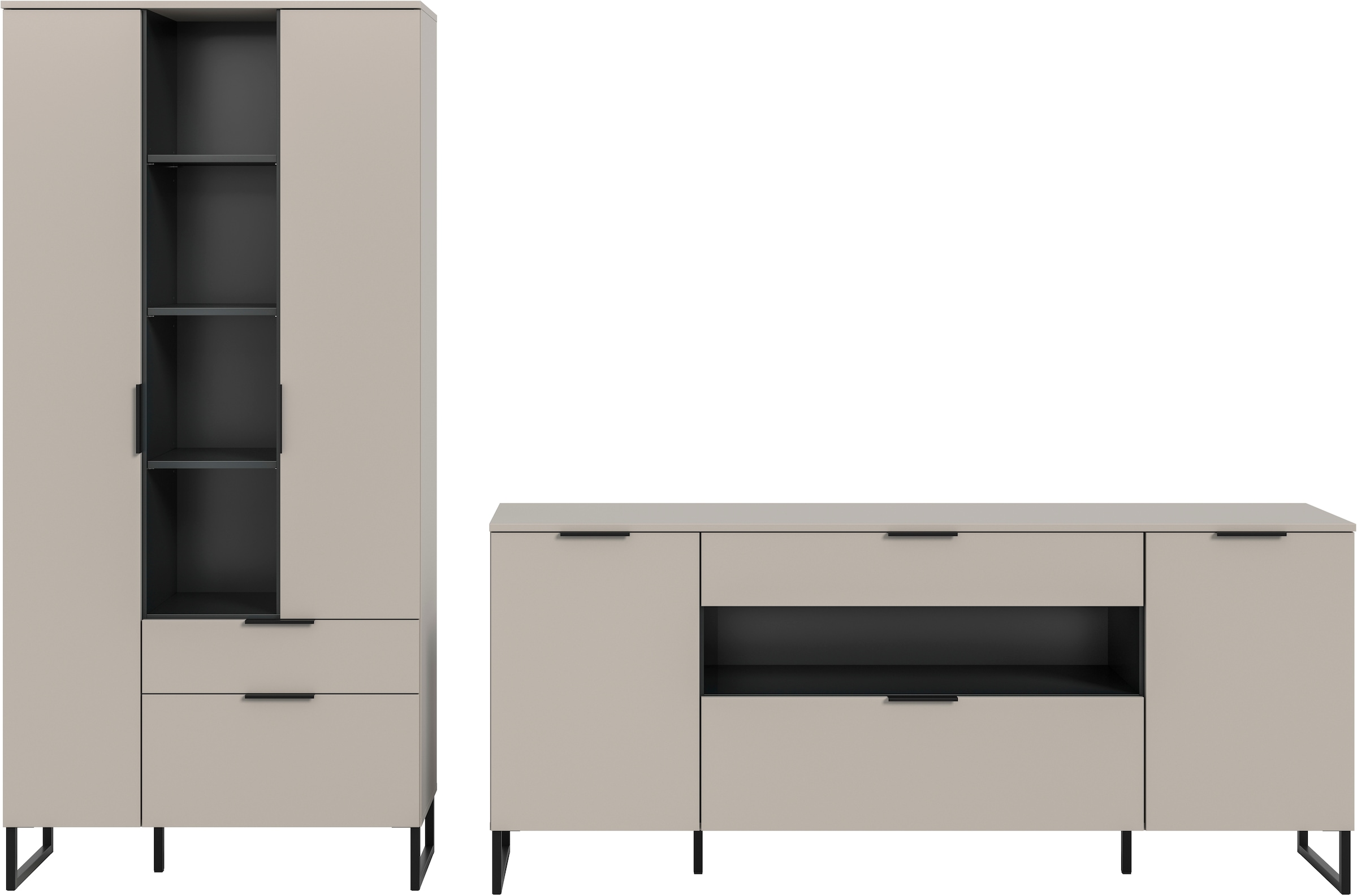 INOSIGN Wohnwand »Adio, Wohnkombination 290 cm Breit«, (Set, 2 St.), Adio, Wohnkombination 2tlg. Kashmir NB, Stauraumtype, Sideboard