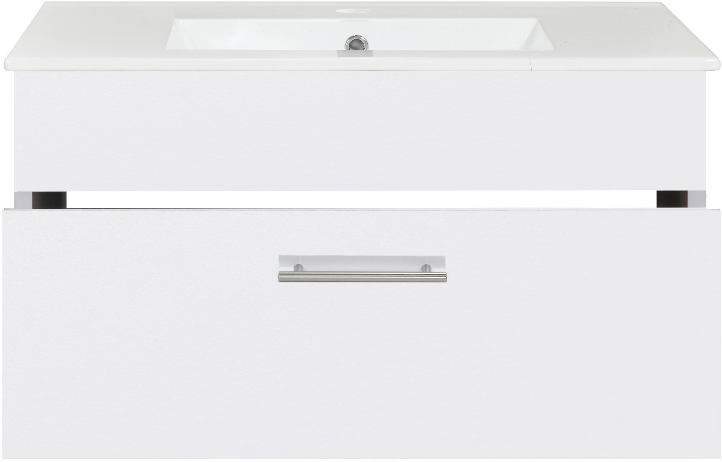 welltime Waschtisch »Trento Light, 60cm, 80cm, 100cm, Keramik-Auflagebecken«, 1 feste Blende und 1 Auszug