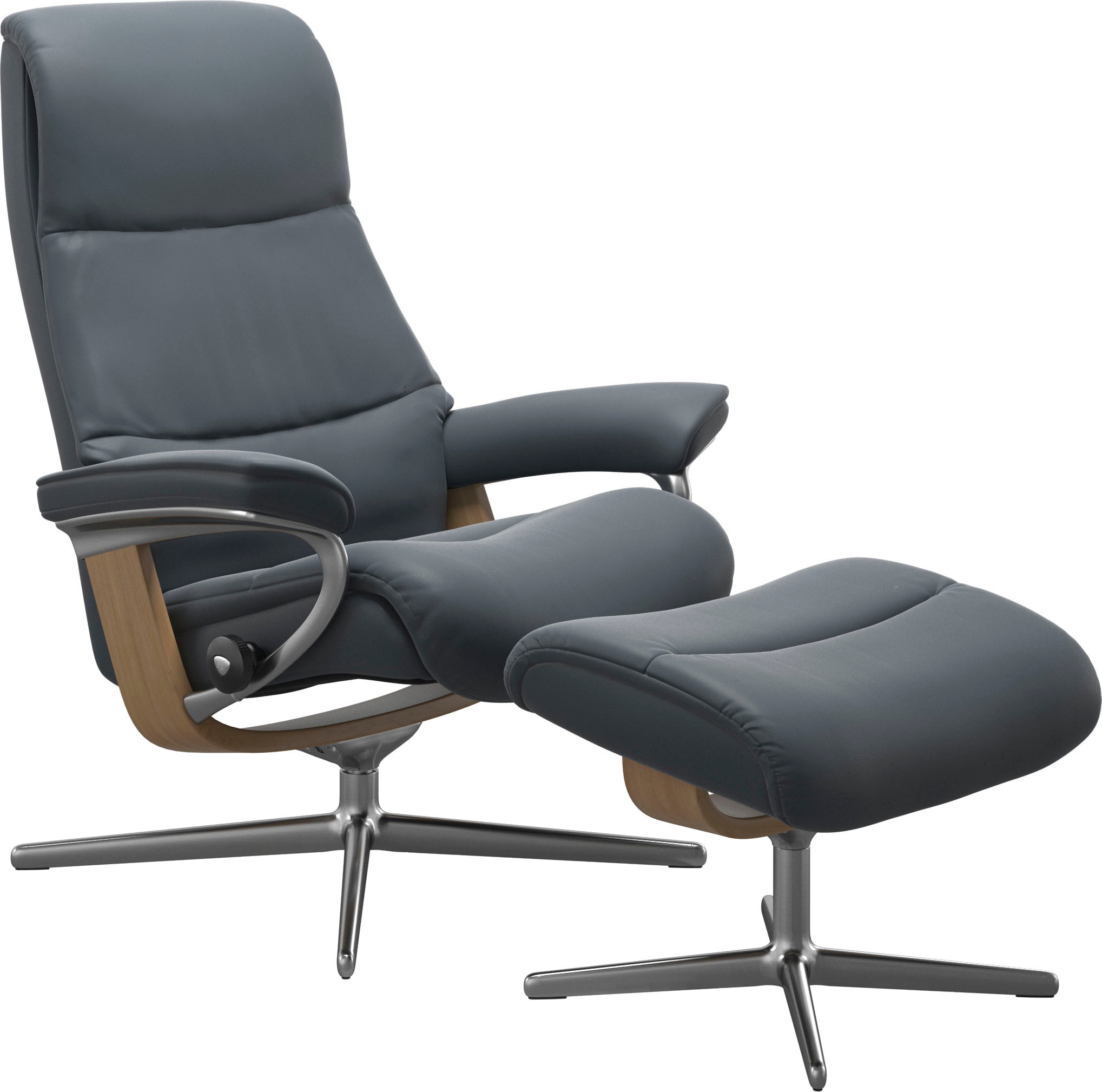 Stressless® Relaxsessel »View« Set, Relaxsessel mit Hocker,  mit Hocker, mit Cross Base, Größe S, M & L, Holzakzent Eiche