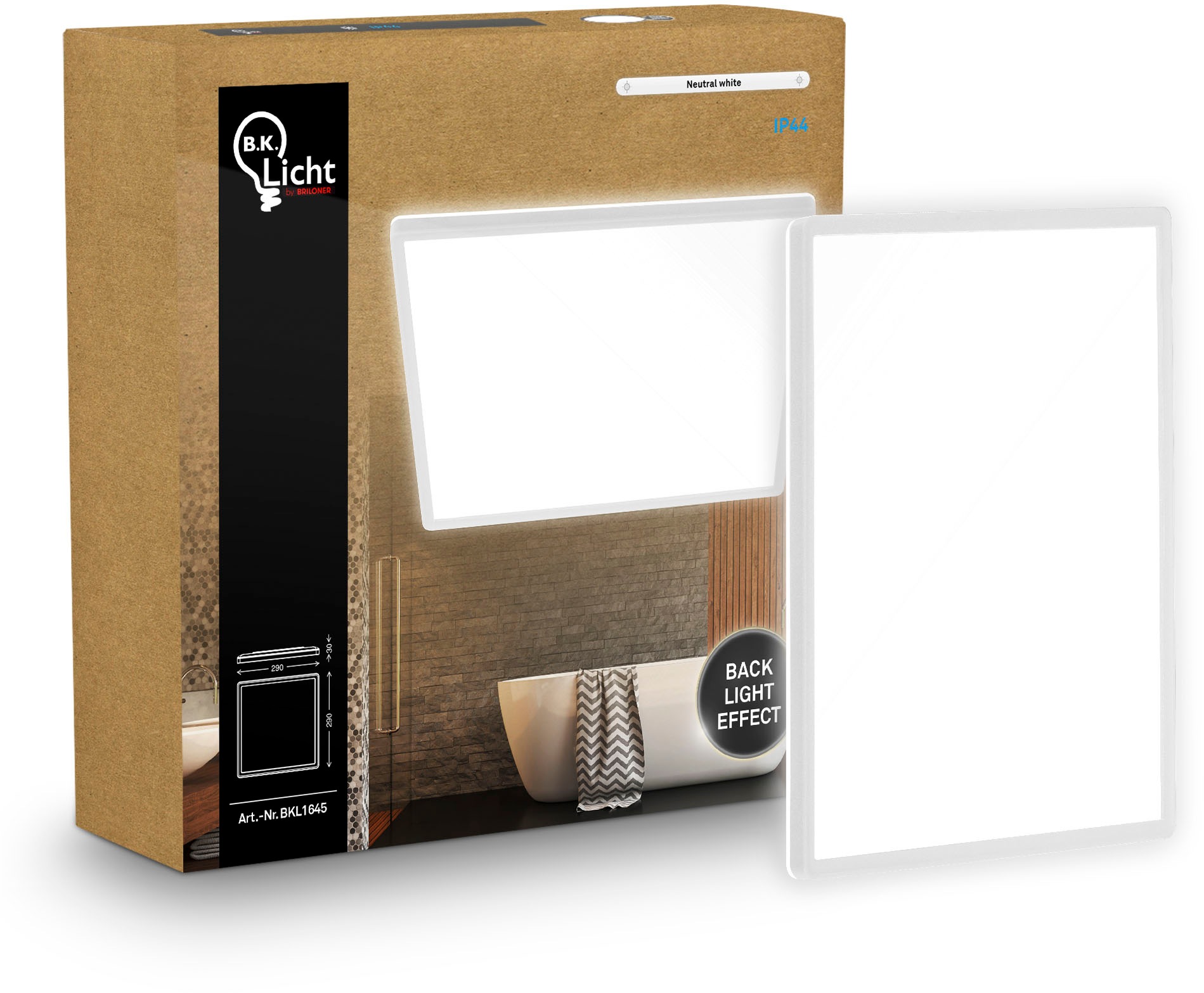 B.K.Licht LED Panel »SHALLOW« LED-Board 1 Stk. Neutralweiß 29x29x3 cm, Badlampe, Badezimmer, Küche, Wohnzimmer