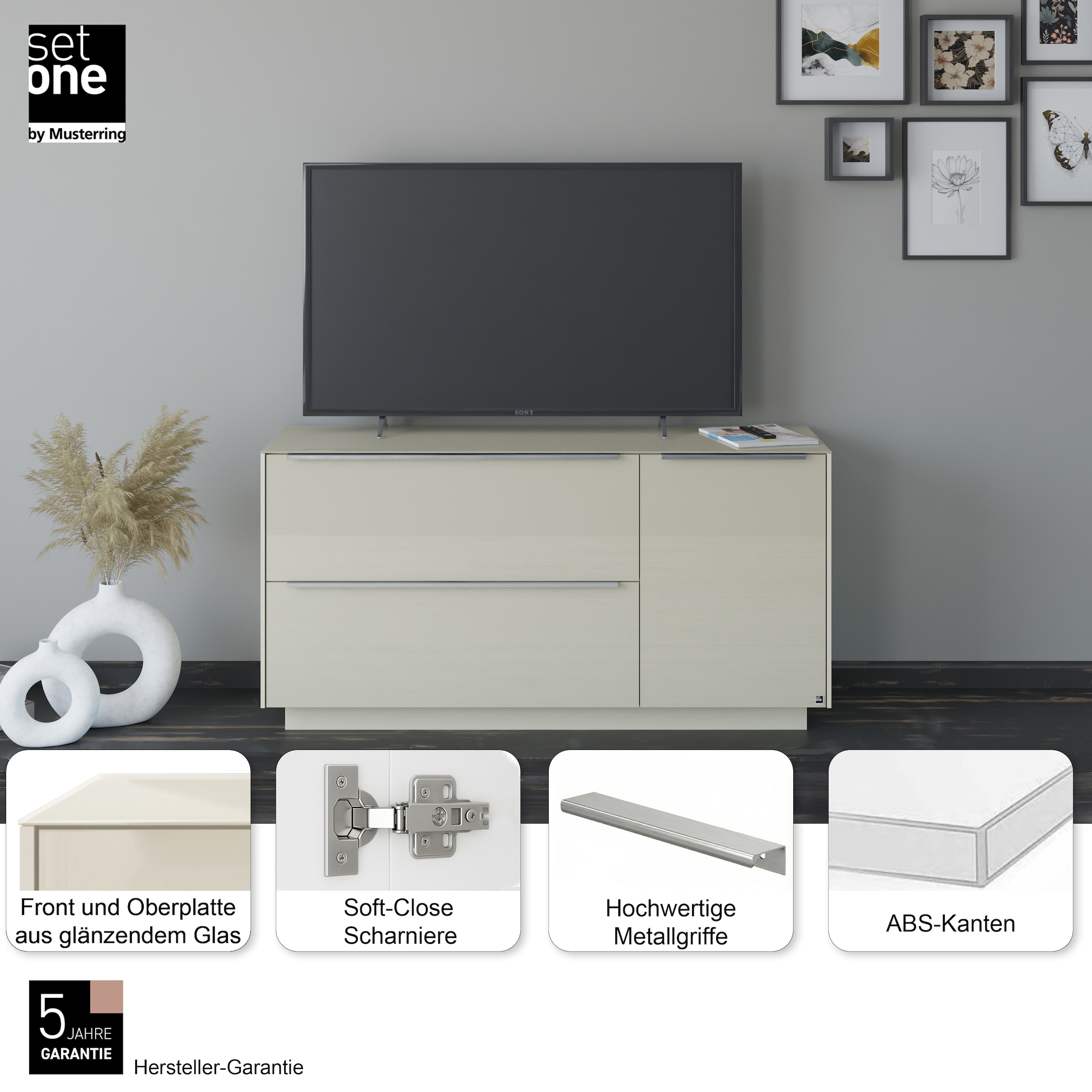 set one by Musterring Lowboard »Reno« 1 Stk. tlg. Mit Sockel in diversen Farben, 71 cm Höhe & Farbauswahl