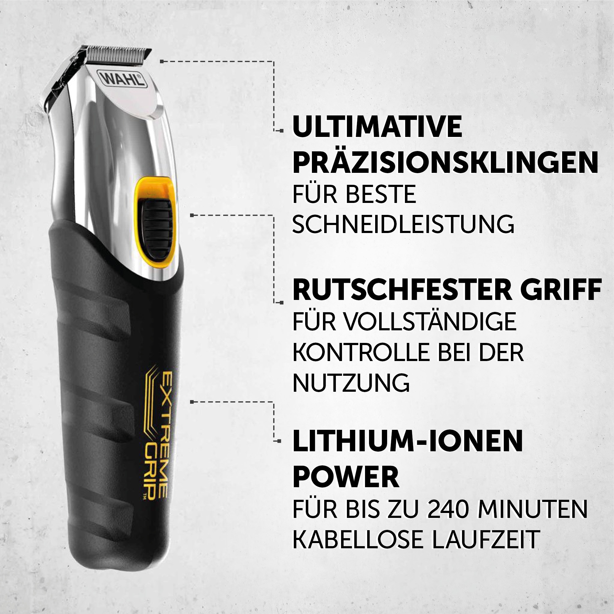 Wahl Bartschneider »Extreme Grip«, 14 Aufsätze, Rutschfester Griff, Lithium-Ionen-Technologie, USB Aufladung