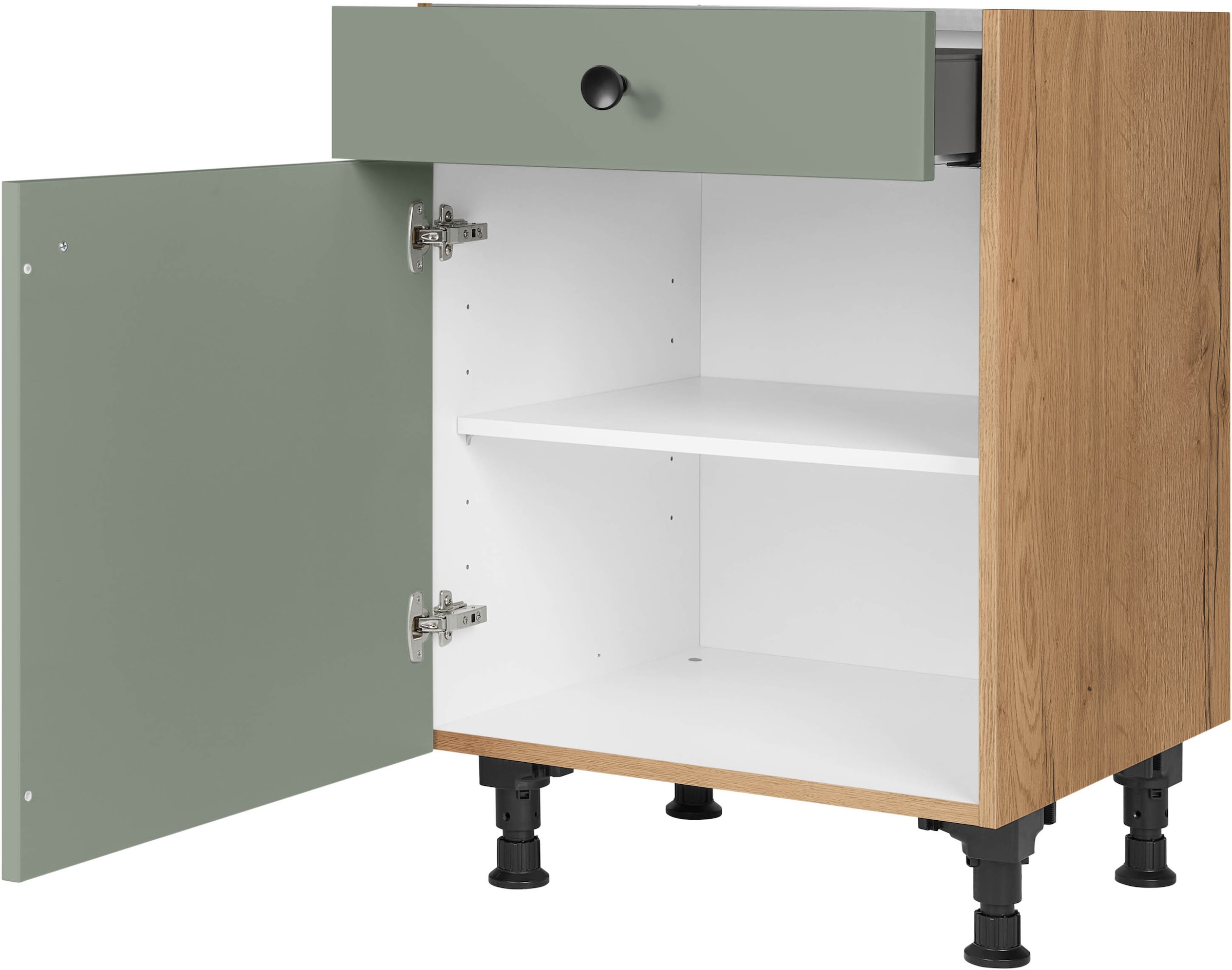 nobilia® Unterschrank »"Cascada", Ausrichtung wählbar, vormontiert, in den Breiten 30, 45 und«, 60 cm Breite, mit höhenverstellbaren Sockelfüßen, vormontiert