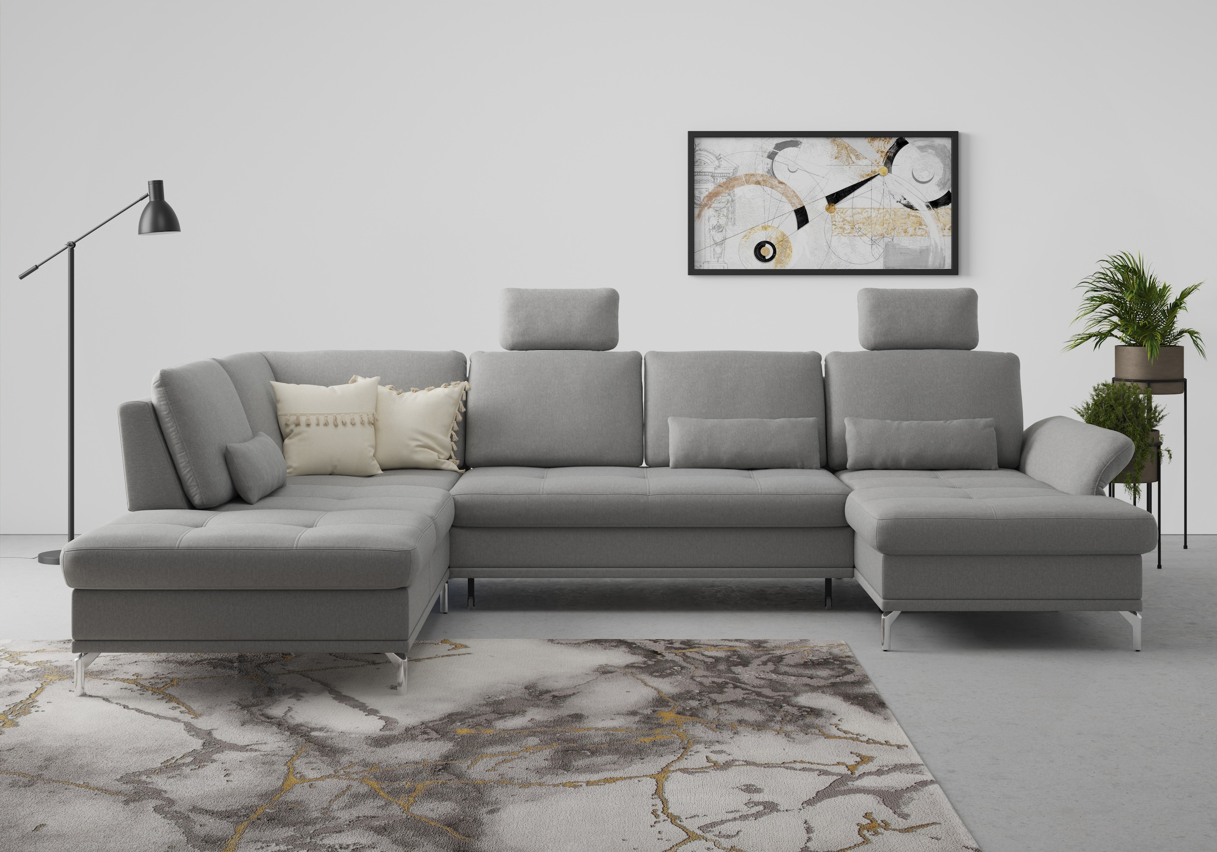 Home affaire Wohnlandschaft »Palm Beach U-Form« Federkern, mit Sitztiefenve günstig online kaufen