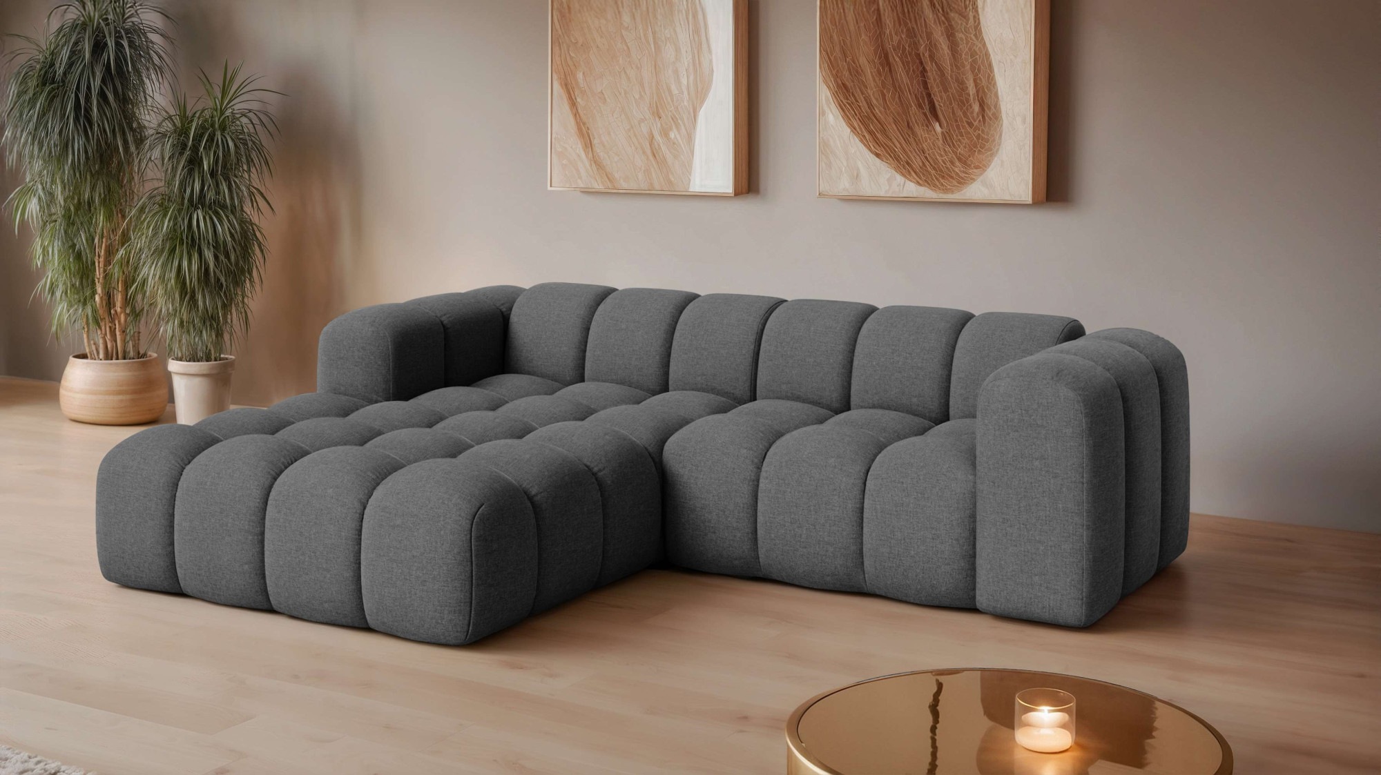 OTTO home Ecksofa »KALLIE Design-Sofa mit Wellenunterfederung, Bubble-Optik günstig online kaufen