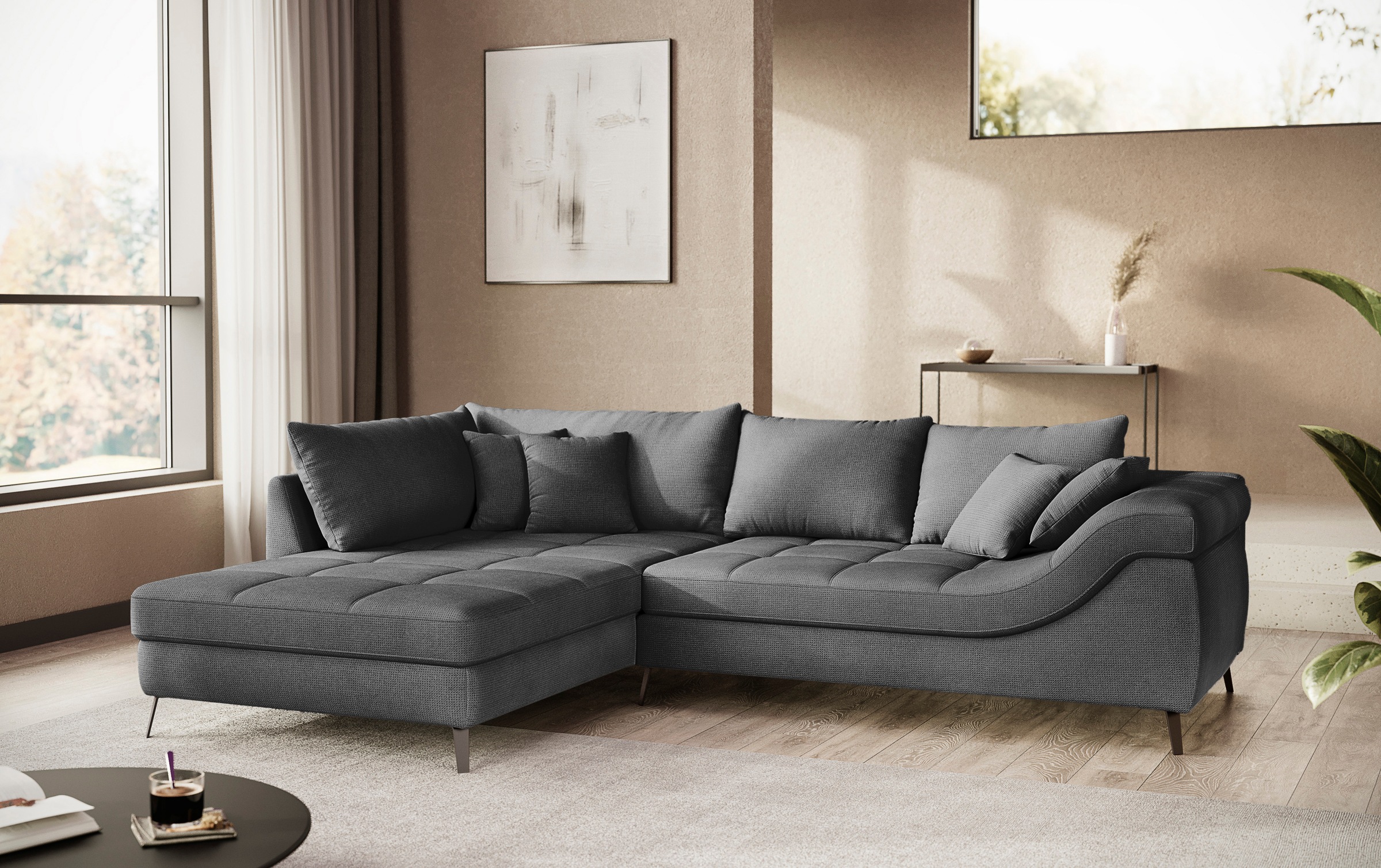 Mr. Couch Ecksofa »Portofino L-Form«, 4 Bezugsqualitäten, 13,5 cm hohe Meta günstig online kaufen