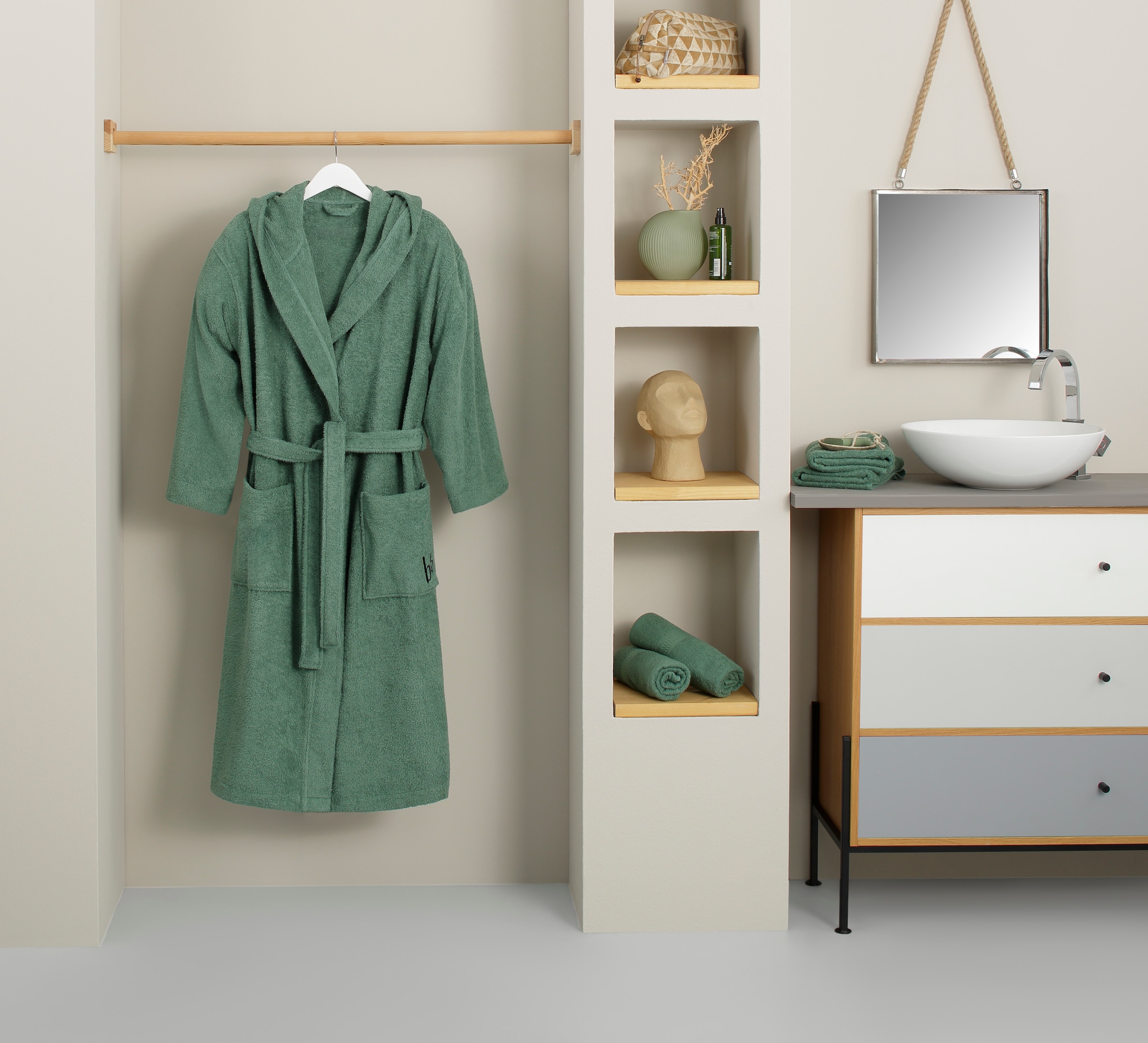 Bruno Banani Unisex-Bademantel »Robby, ideal für Sauna & Spa, Hotelbademantel, Morgenmantel«, (1 St.), Damen & Herren Bademäntel, Baumwolle, mit Taschen, Reise, Sauna, S-3XL