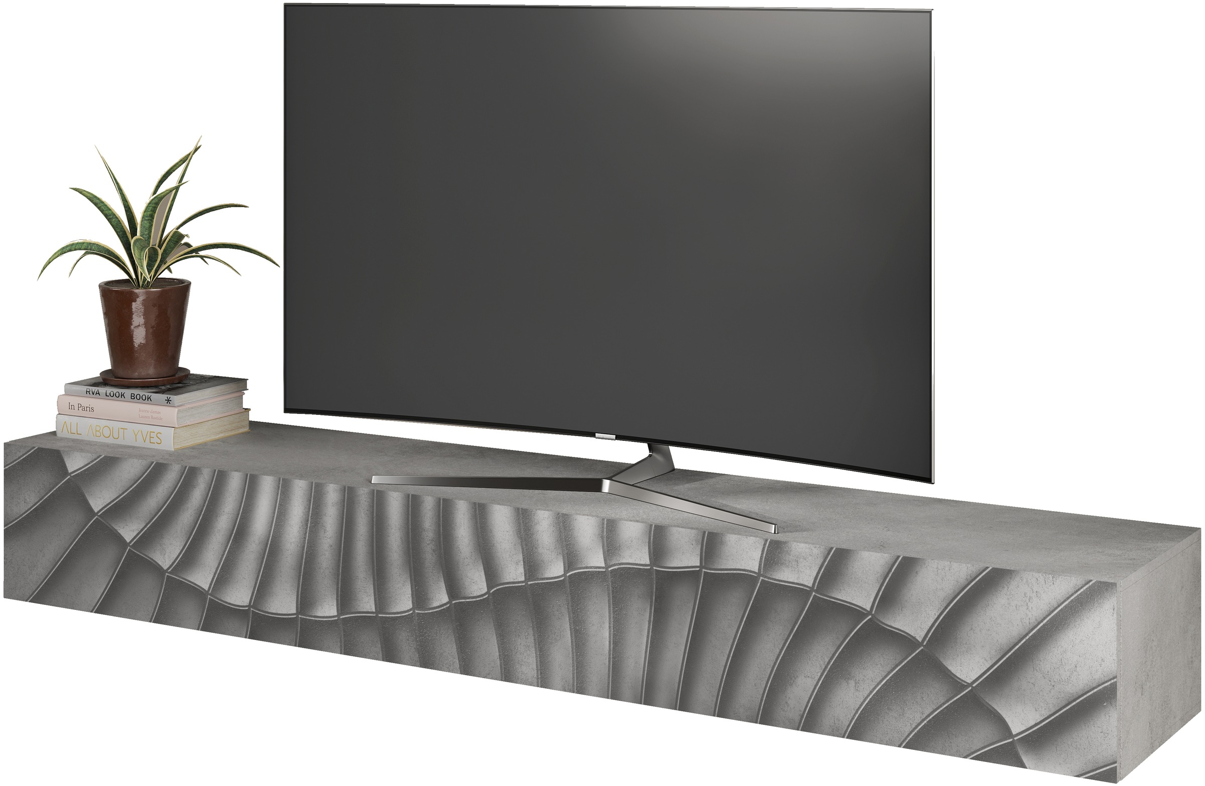 INOSIGN Lowboard »Snake Breite 210 cm, modernes TV-Board hängend mit 1 Klappe,«, TV-Möbel, TV-Schrank, Front mit Siebdruck