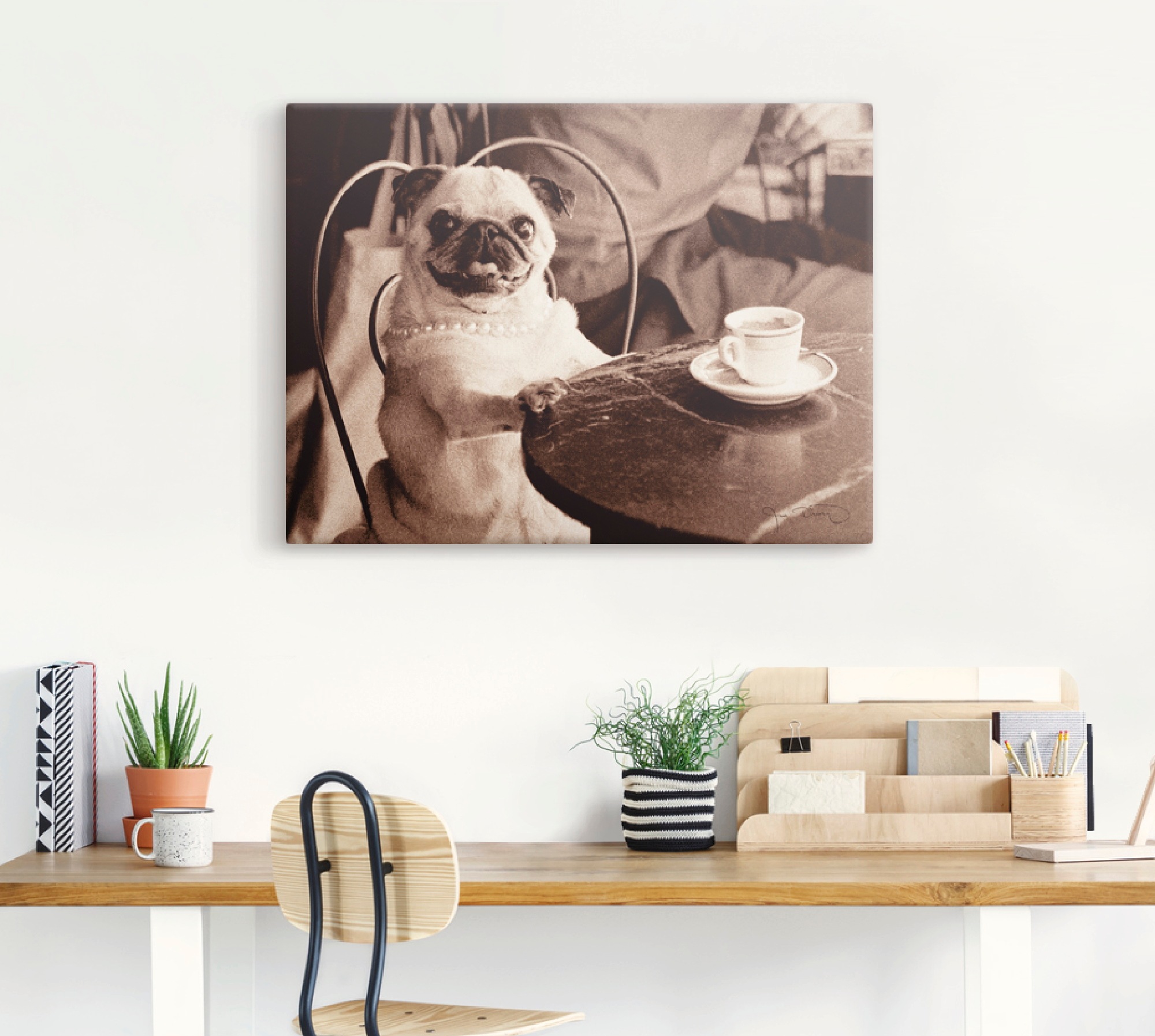 Artland Wandbild »Kaffee Mops«, Haustiere, (1 St.), als Leinwandbild, Poster, Wandaufkleber in verschied. Größen