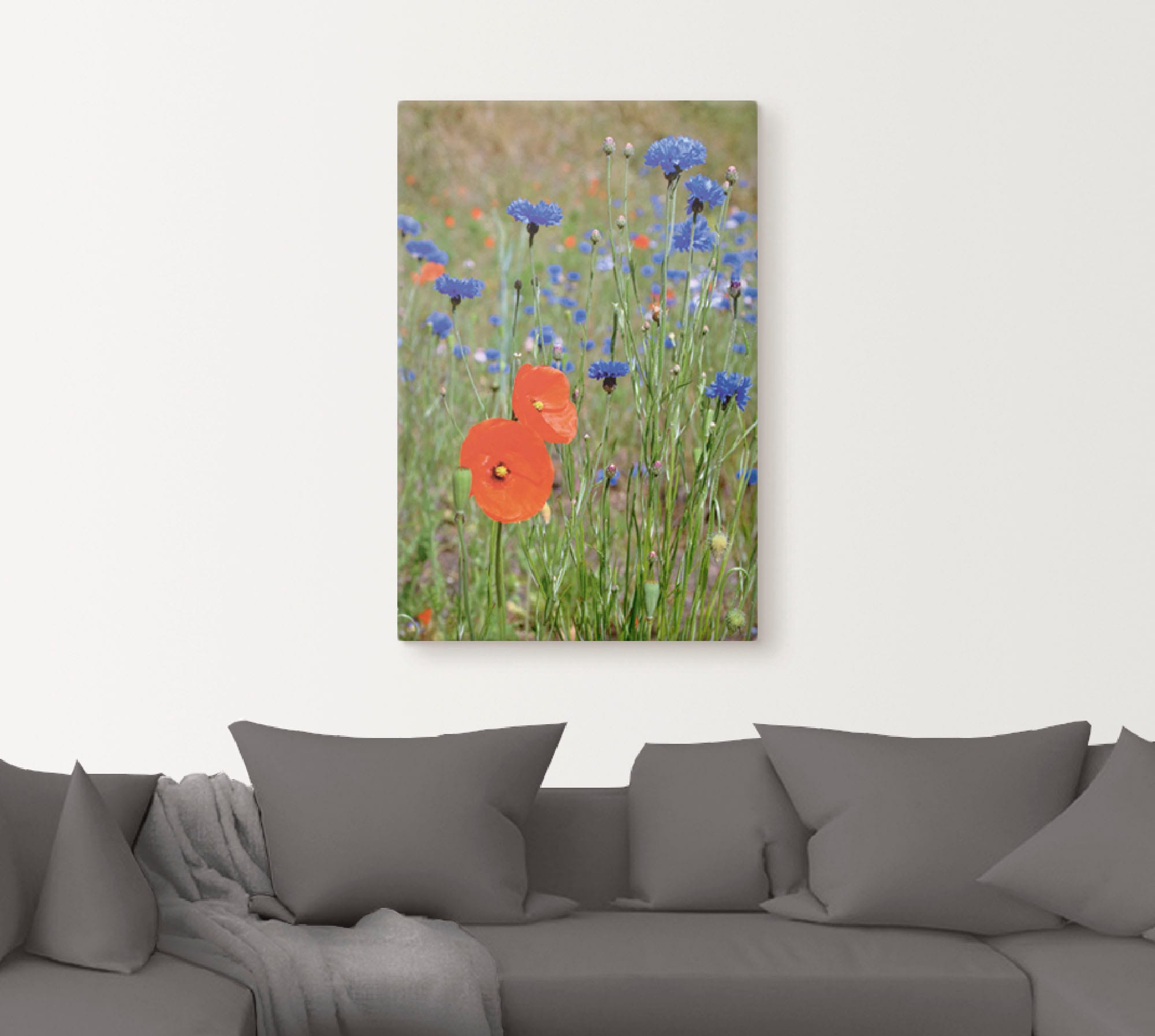 Artland Leinwandbild »Wiese mit Mohnblumen und Kornblumen«, Blumen, (1 St.), auf Keilrahmen gespannt
