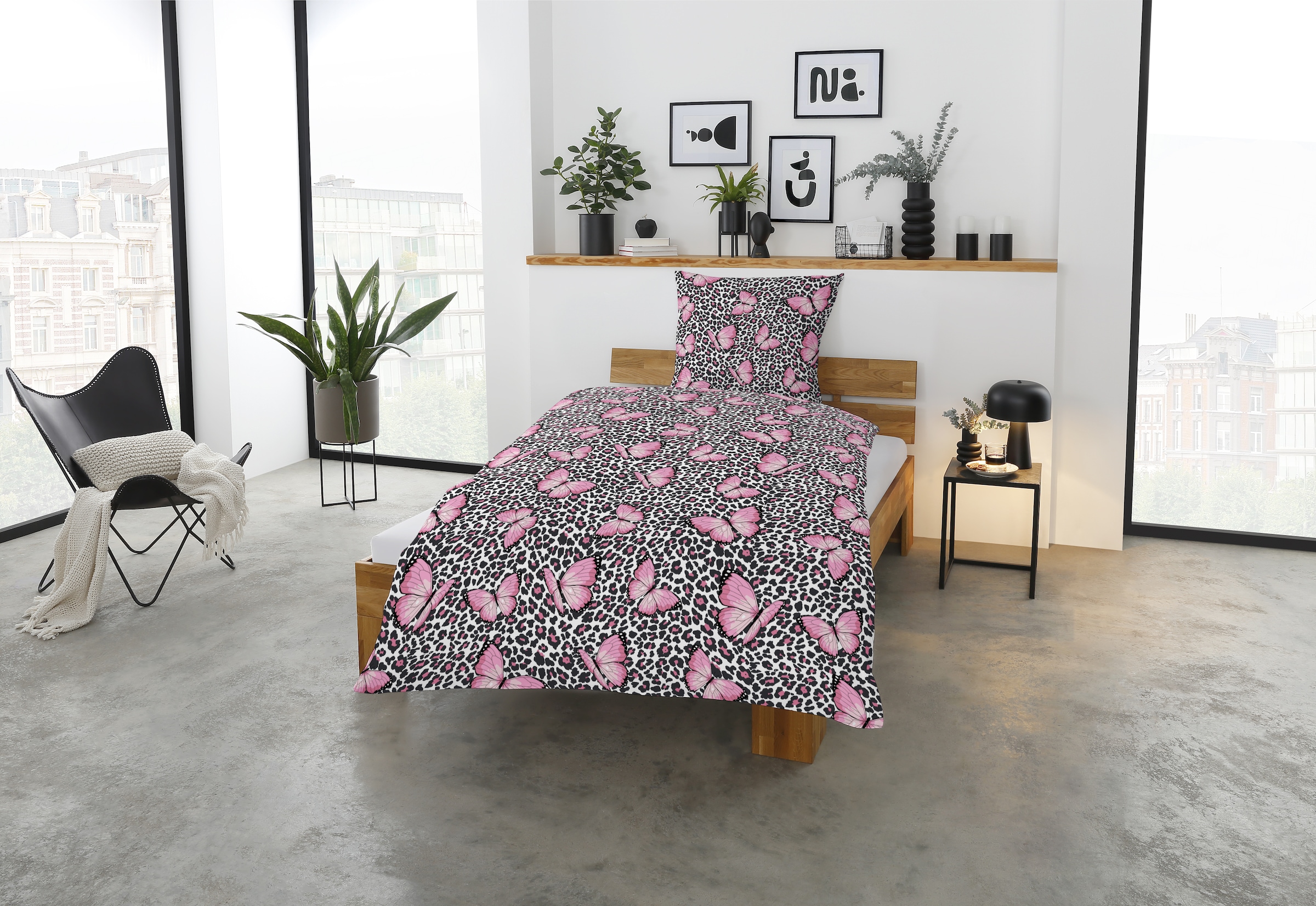 CASATEX Bettwäsche »Menga«, Schmetterlinge mit Leopardenprint