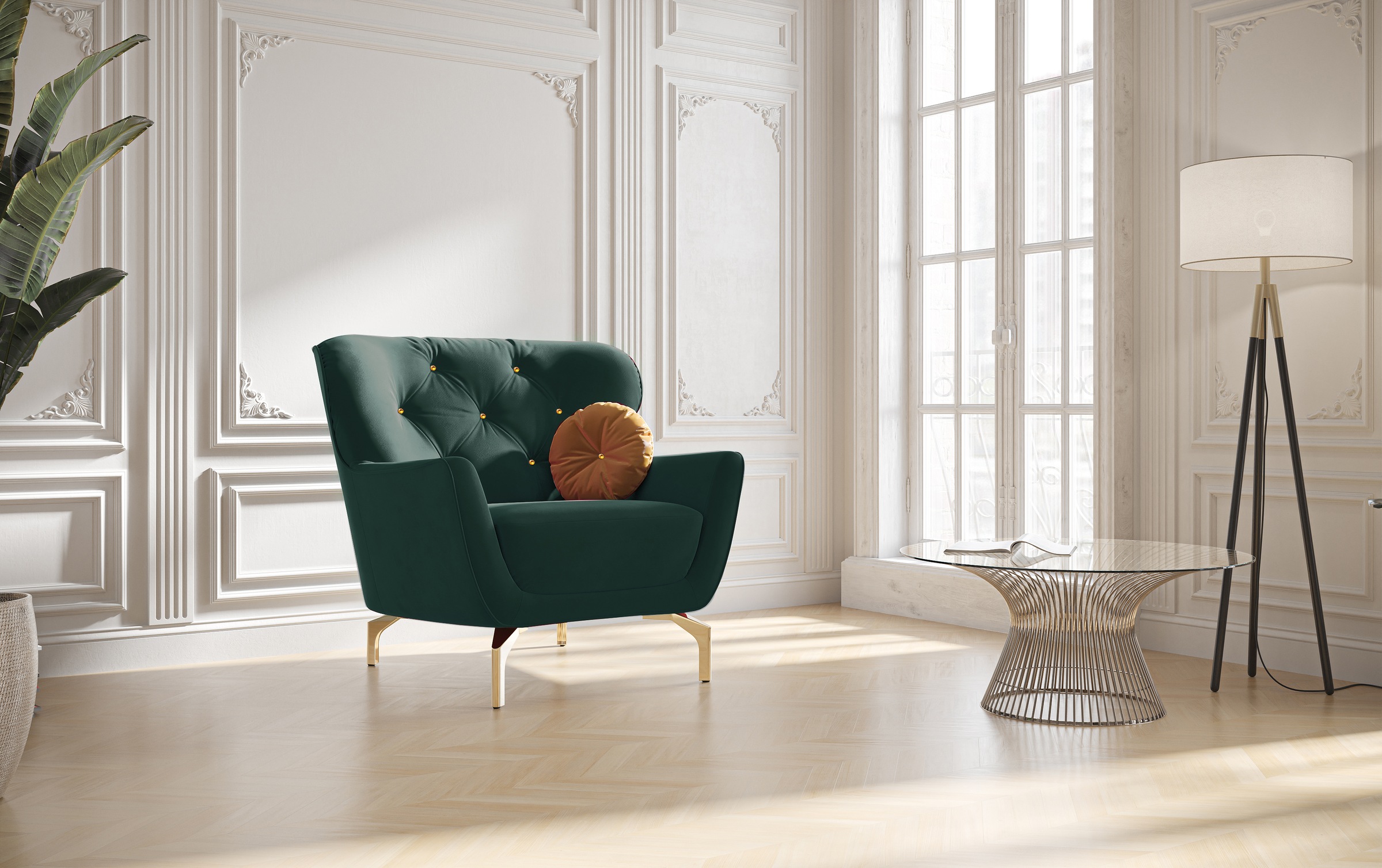 sit&more Sessel »Orient 3«, inkl. 1 Zierkissen mit Strass-Stein, goldfarben günstig online kaufen