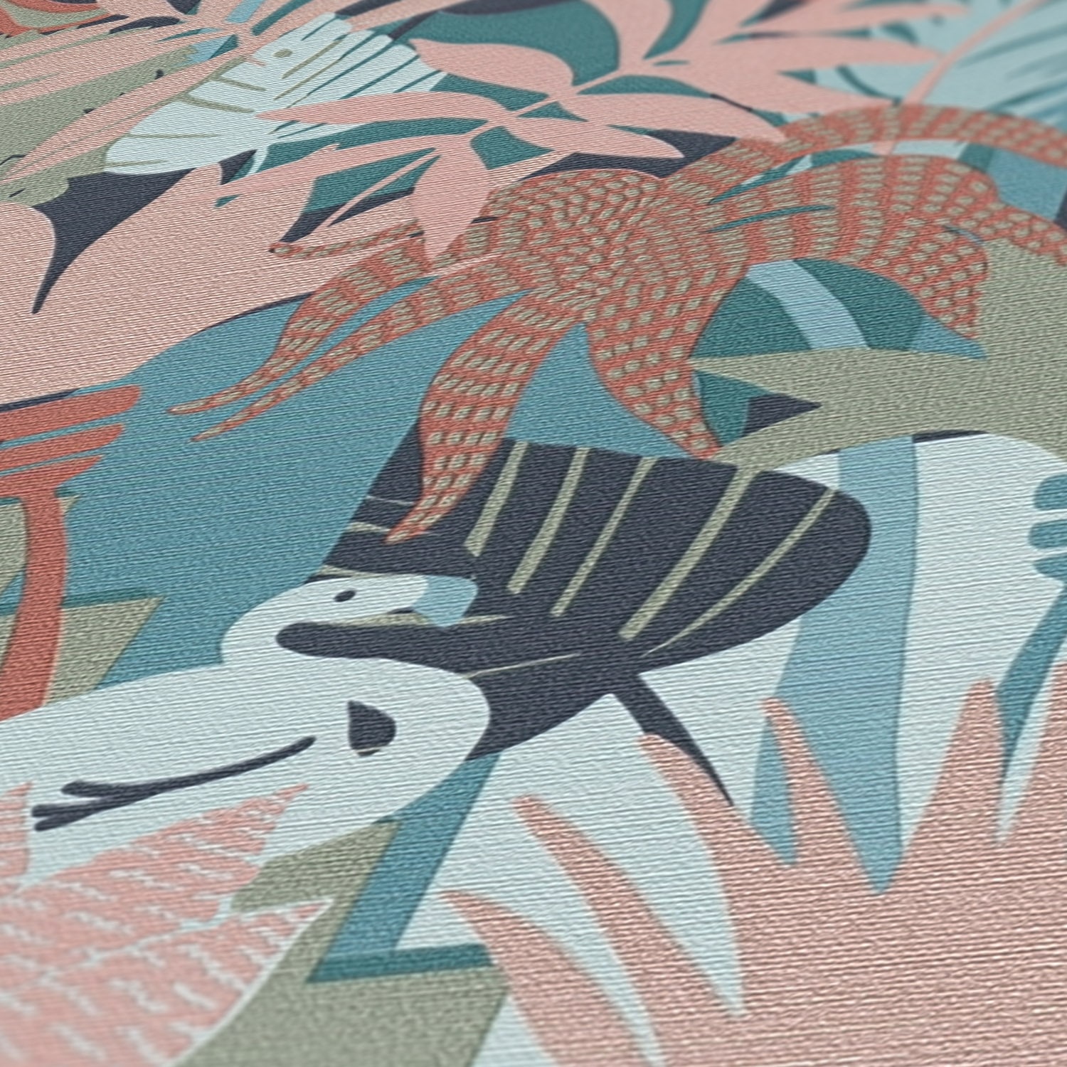 A.S. Création Vliestapete »Antigua Retrotapete Artdeco« gemustert | matt | neutral leicht strukturiert Dschungeltapete Floral mit Tieren Tapeten Wohnzimmer Schlafzimmer Flur