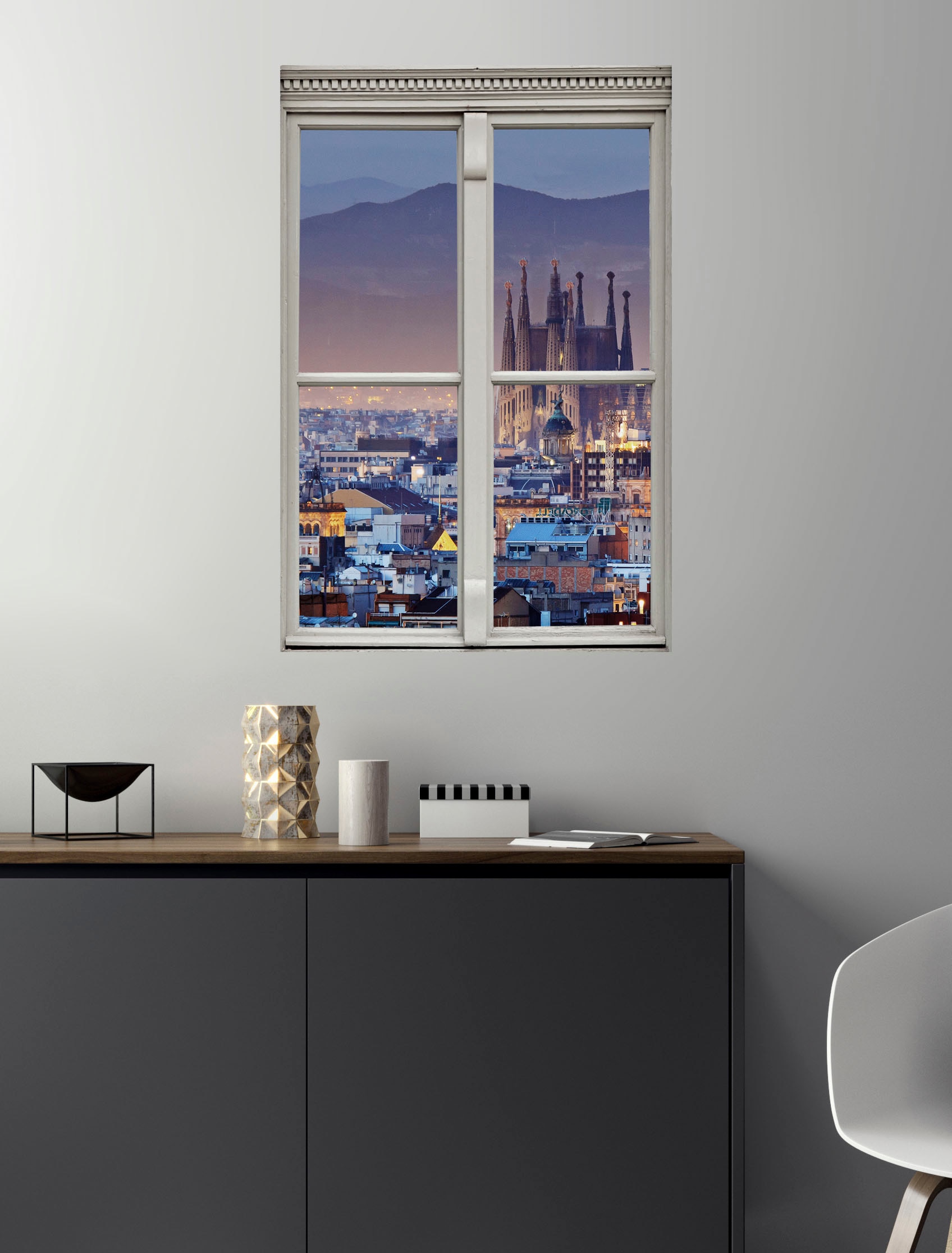 queence Wandsticker »Stadt«, Wandsticker, Wandbild, selbstklebend, 3D, Fenster