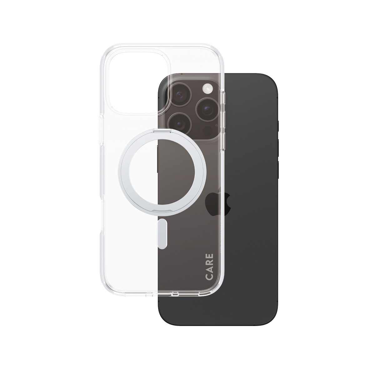 CARE by PanzerGlass Handyhülle »Feature Silver Kickstand MagSafe Apple iPhone 16 Pro Max«, Backcover, Schutzhülle, Handyschutzhülle, Case, Schutzcase, stoßfest