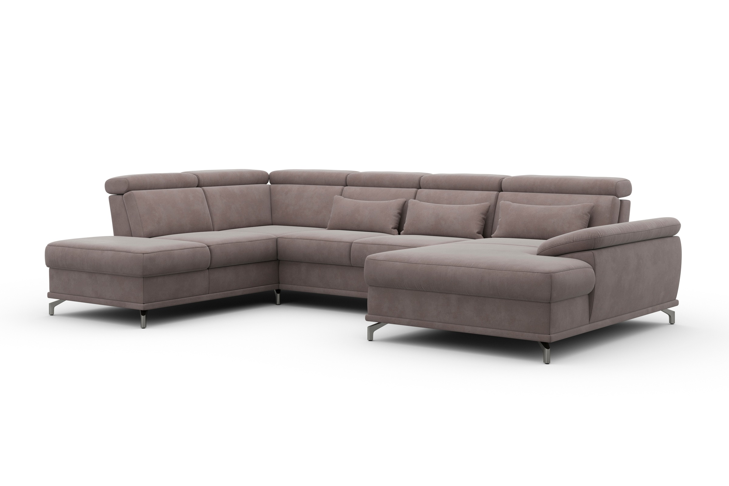 sit&more Wohnlandschaft »Cabrio U-Form, mit Sitztiefenverstellung, Arm- und Kopfteilverstellung«, 3 Nierenkissen, Federkern, optional Bettfunktion und Stauraum