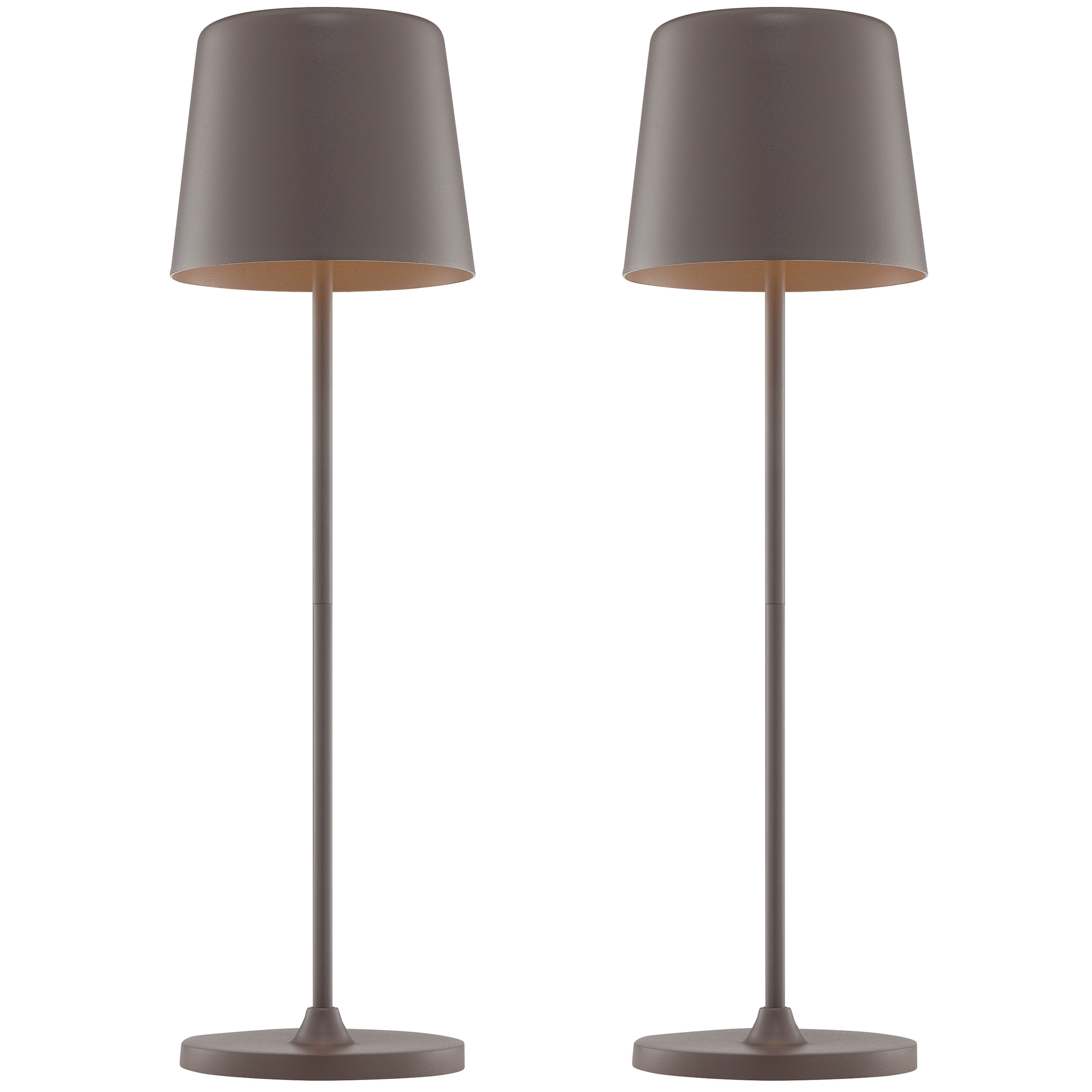 Brilliant LED Tischleuchte »Kaami - mobile LED Außen Akku Tischlampe 2er-Set« LED-Modul 2 Stk. Warmweiß 310 lm, Touchdimmer, USB, Akku, Outdoor, Indoor, Akkuleuchte 37cm hoch