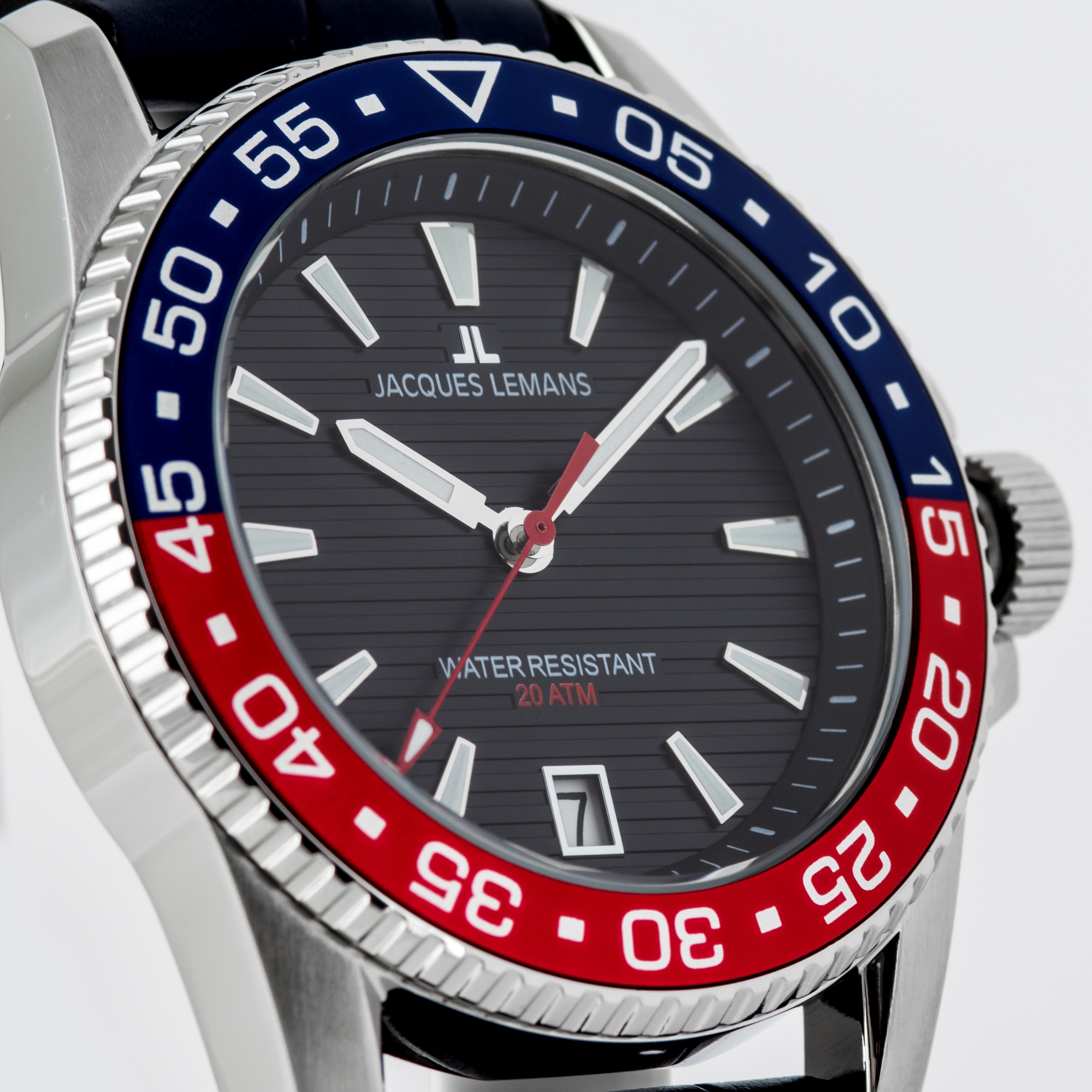 Jacques Lemans Quarzuhr »Liverpool Diver«, Armbanduhr, Herrenuhr, Lederarmband, analog, Tag