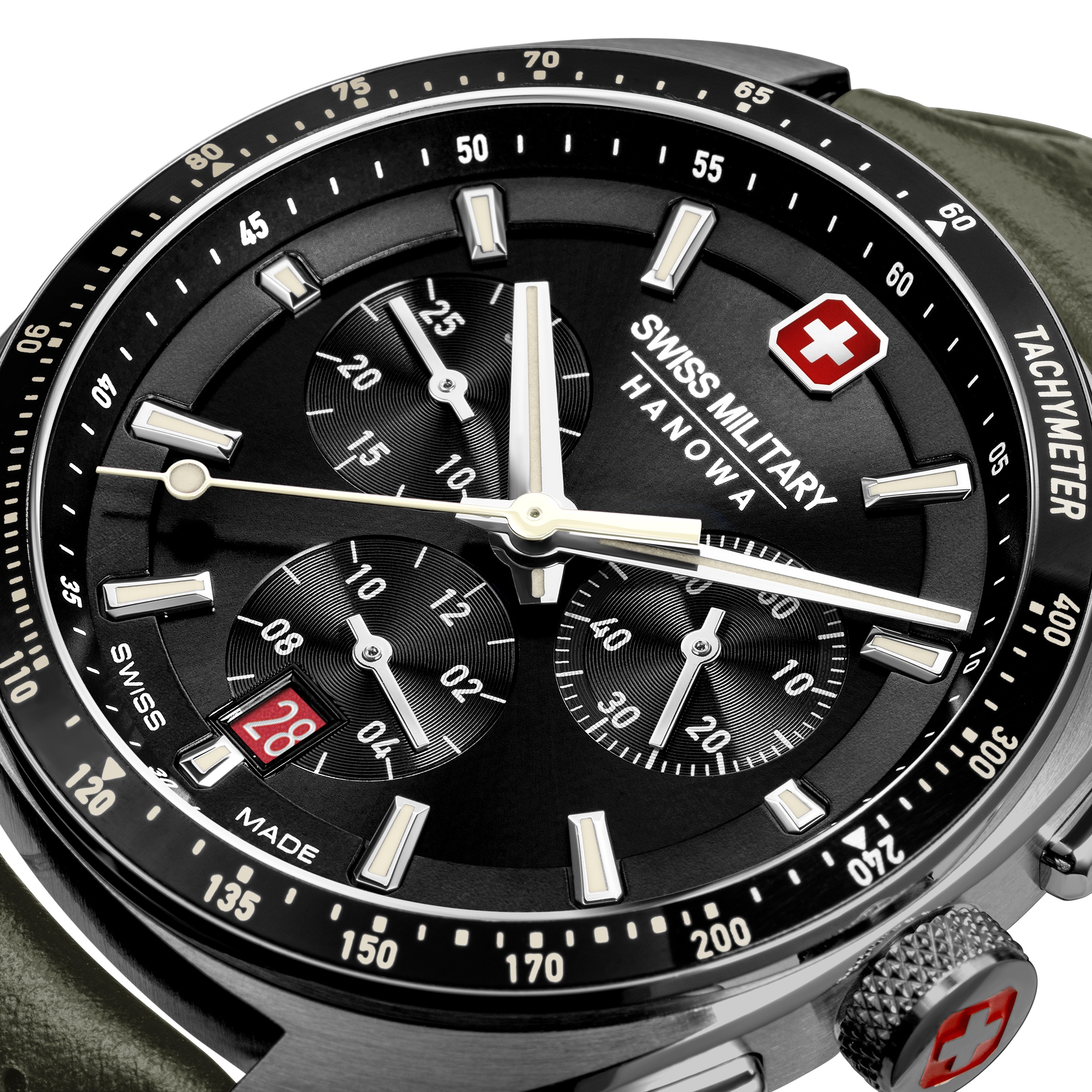Swiss Military Hanowa Chronograph »Defender« Quarzuhr, Armbanduhr, Herrenuhr, Swiss Made, Lederarmband, analog, Tag