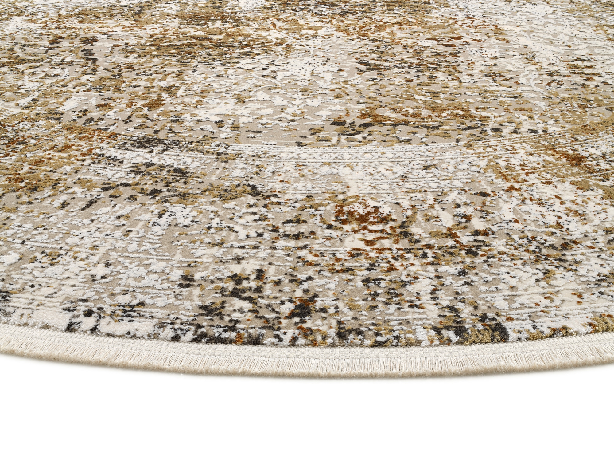 OCI DIE TEPPICHMARKE Teppich »BESTSELLER CAVA« rund 8 mm Höhe Glanz Viskose, Hoch Tief Struktur, mit Fransen, Wohnzimmer