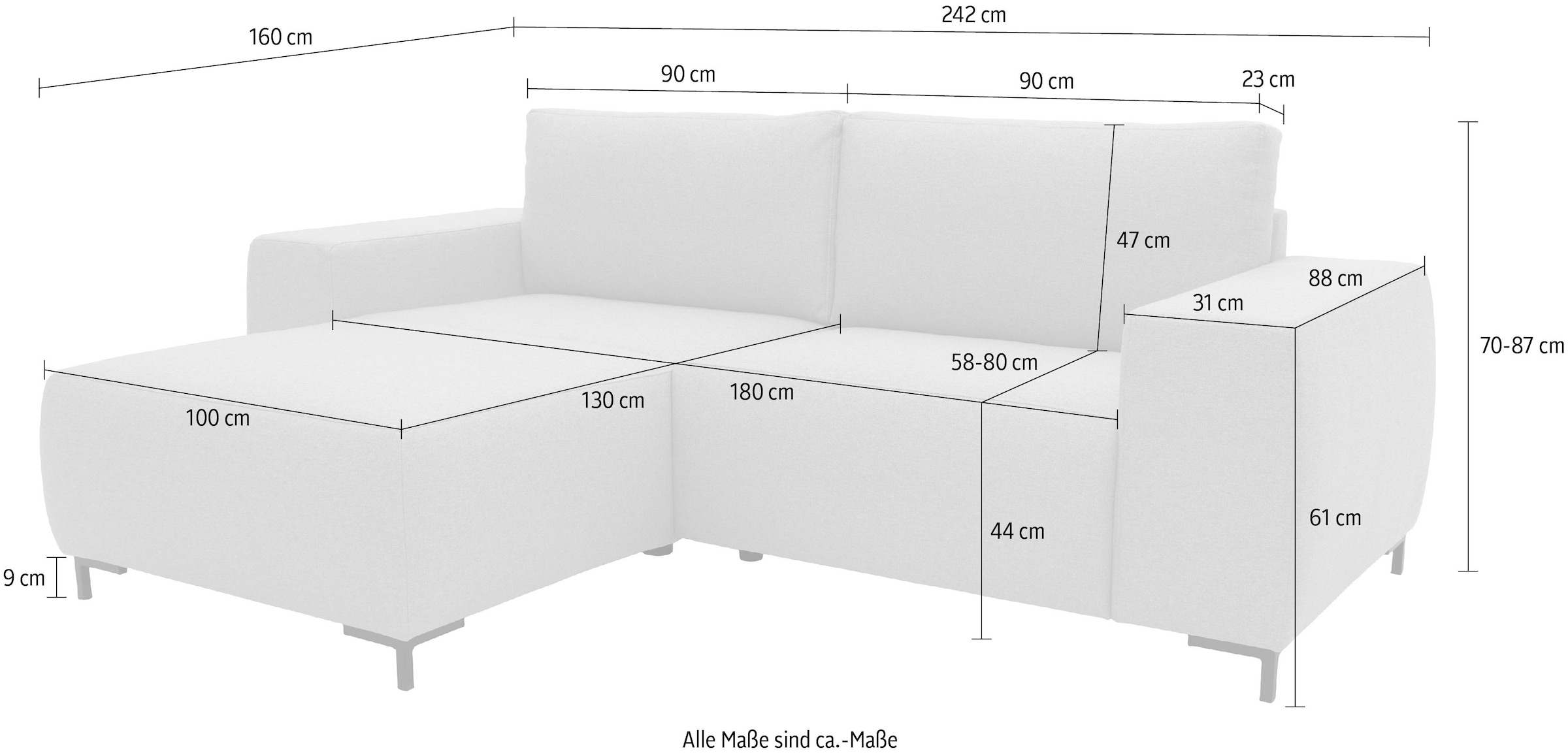 LOOKS by Wolfgang Joop Ecksofa »Looks VI L-Form« gerade Linien, in 2 Bezugsqualitäten