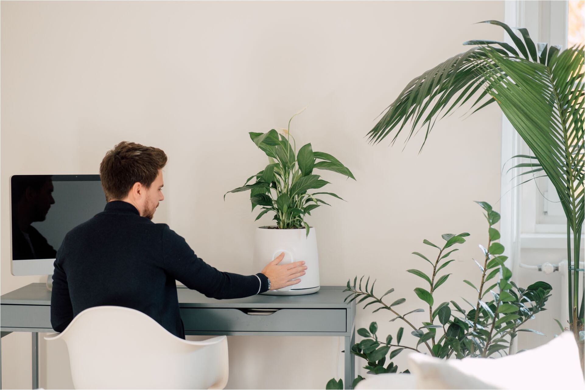 Vitesy Luftreiniger »Natede Smart – Smarte Luftreinigung und stilvoller Blumentopf«, für 20 m² Räume, Waschbarer Filter, App-Steuerung, Selbstbewässerung Blumentopf