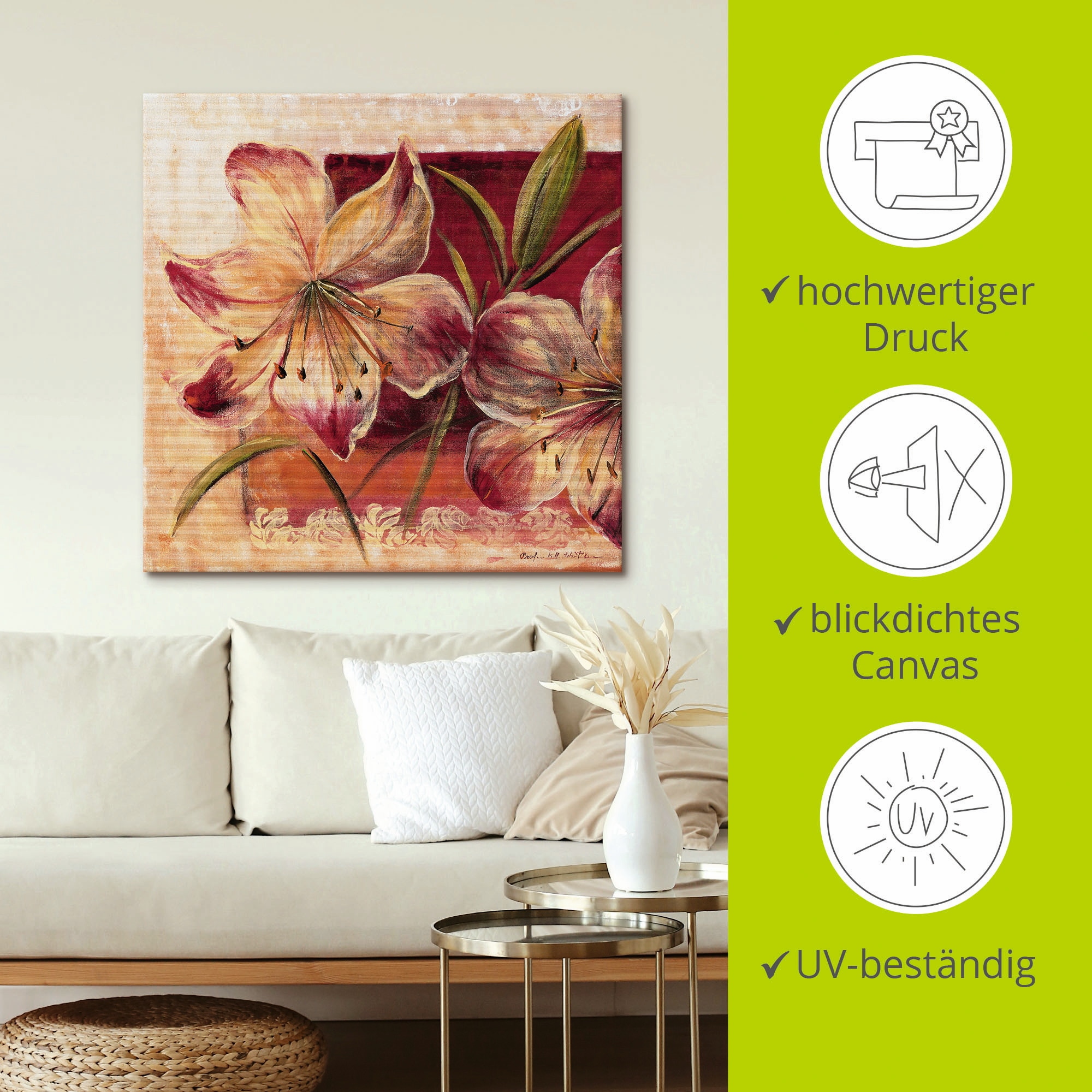 Artland Wandbild »Klassische Blumen III«, Blumen, (1 St.), als Leinwandbild, Wandaufkleber in verschied. Größen