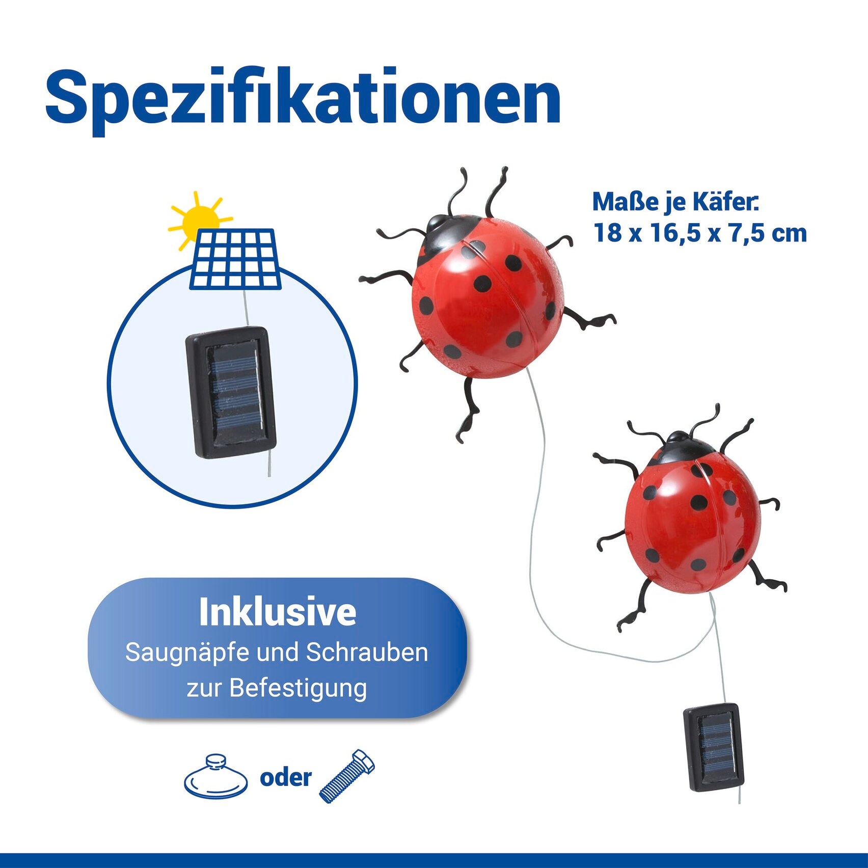 Maximex LED Gartenleuchte »Modell Marienkäfer« Warmweiß solarbetriebene Gartendekoration, leuchtet bis zu 10 Stunden