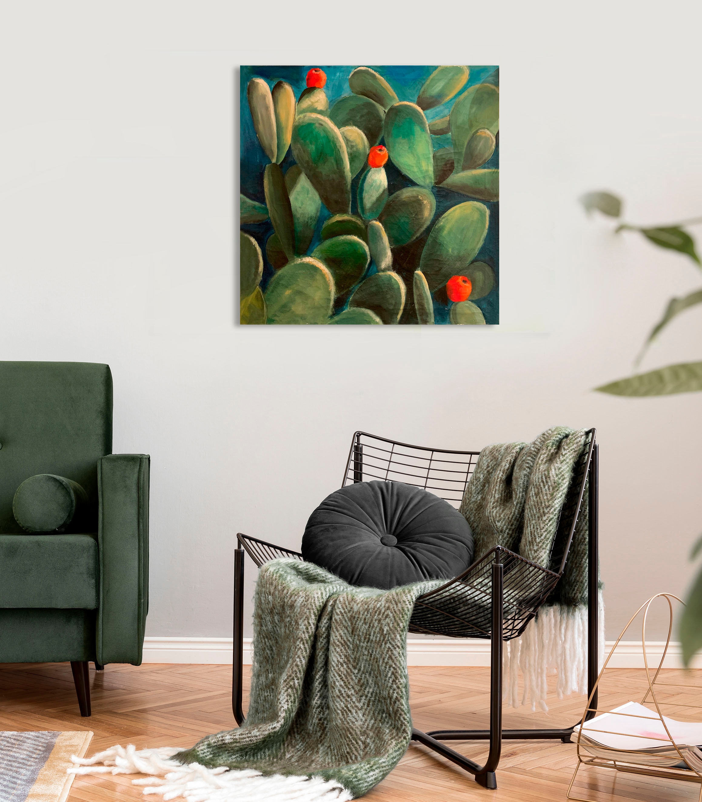 queence Leinwandbild »Cactus de Felanitx«, Pflanzen-Kunst-Pflanzenbilder-Bl günstig online kaufen