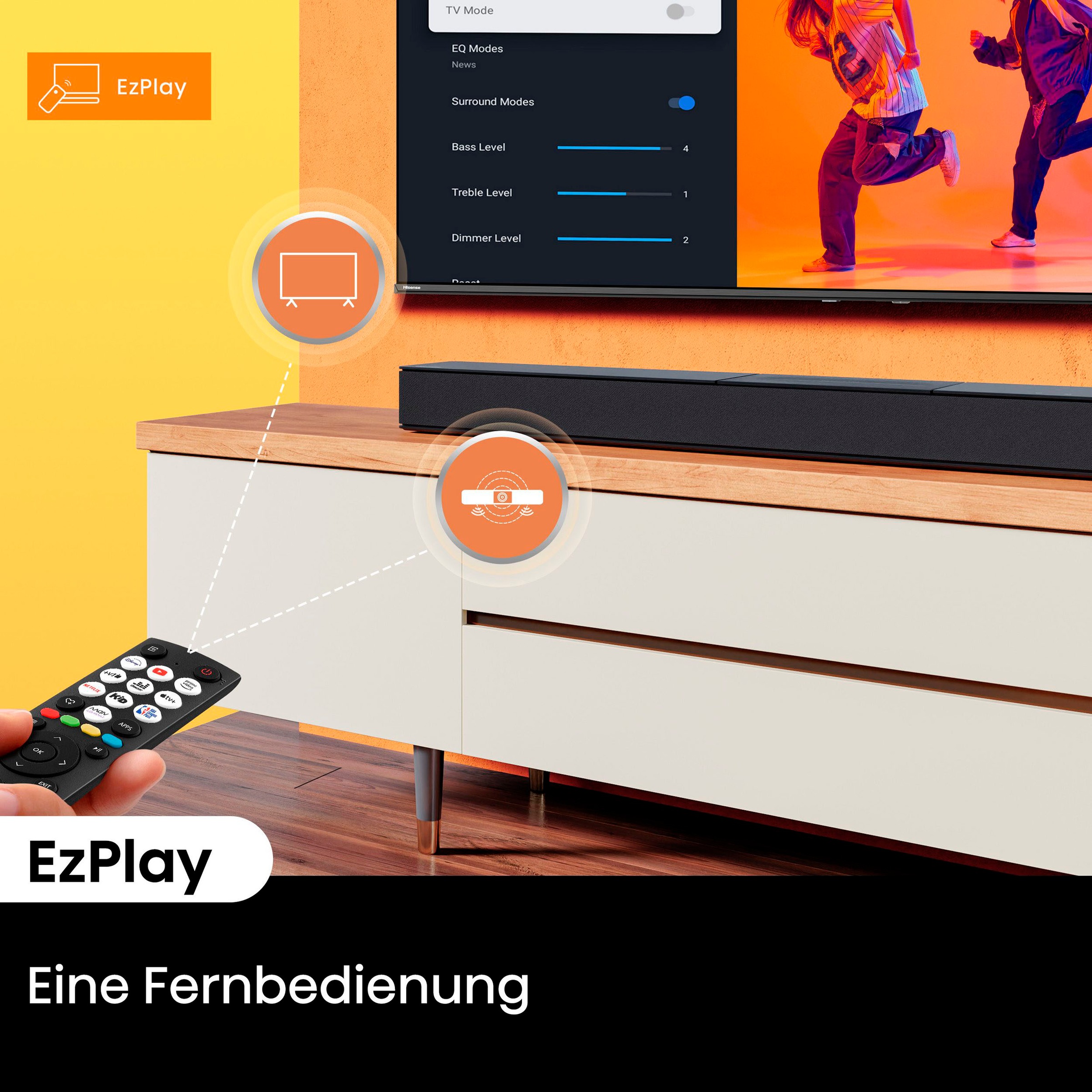 Hisense Mini-LED-Fernseher »55E8S« 139 cm/55 ″ Smart-TV inkl. HS2000 Soundbar im Wert von UVP €129