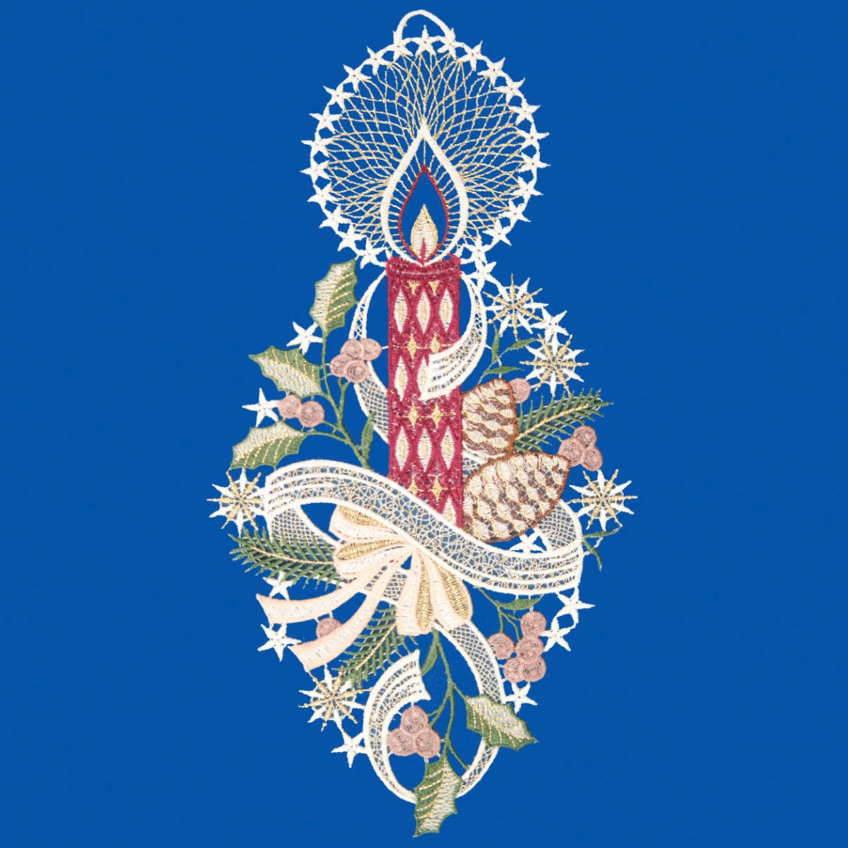 W. Reuter & Sohn - Plauener Spitze Fensterbild "Kerze" Made in Germany günstig online kaufen