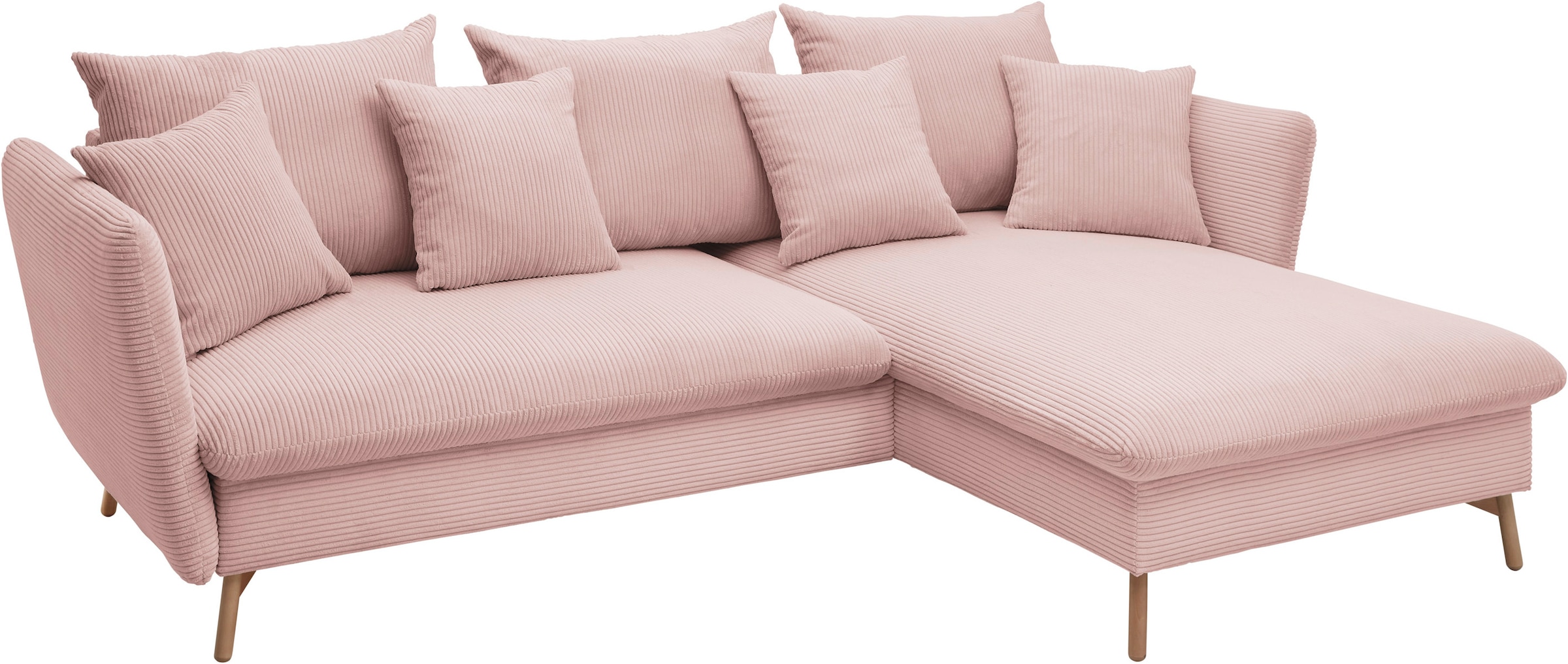 andas Ecksofa »MERLE, 258 cm, L-Form, Cord,«, mit Schlaffunktion, Liegefläche 224 x 139 cm und Bettkasten