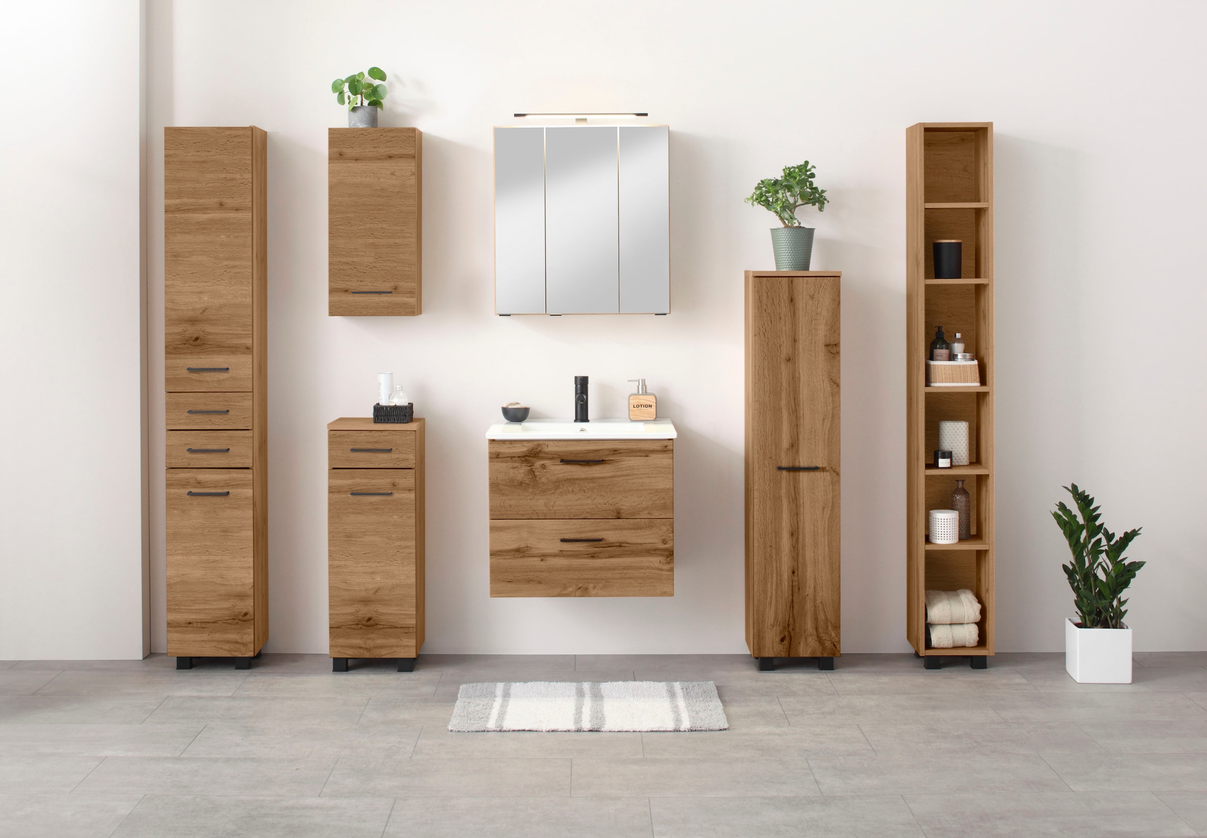 welltime Hochschrank »Trento, Badmöbel, Badregal, Regal, Breite 25 cm«, Standregal, Badezimmer-Regal, für viel Stauraum