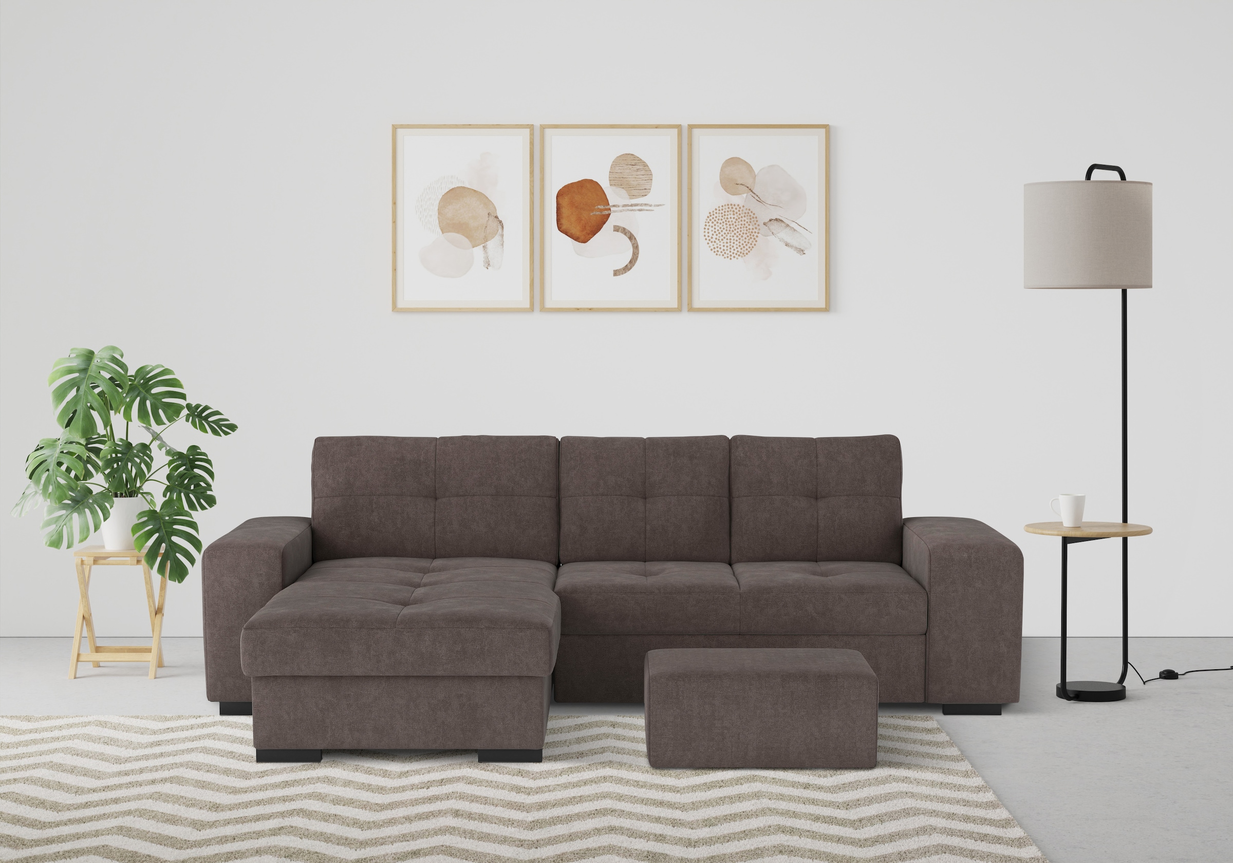 COTTA Ecksofa »Mattina L-Form«, mit Hocker, wahlweise mit Bettfunktion & Be günstig online kaufen
