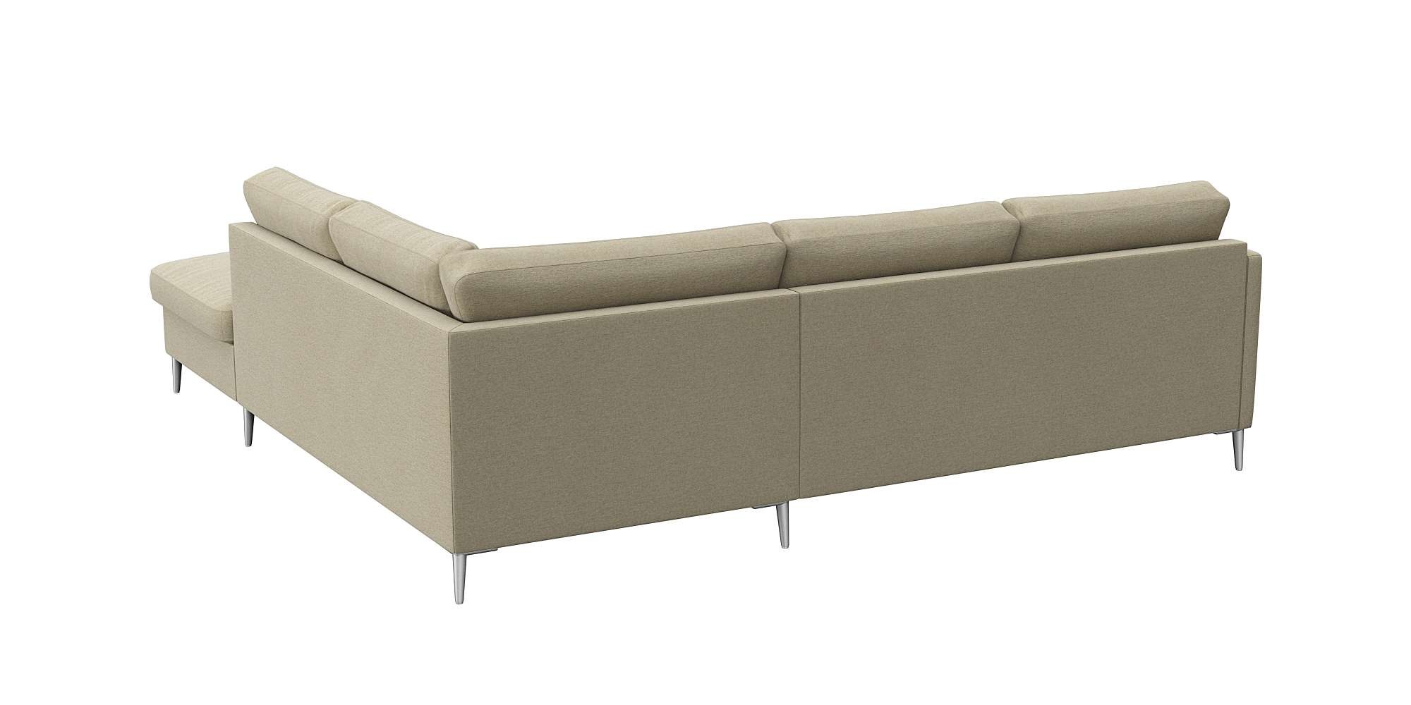FLEXLUX Ecksofa »Fiore, L-Form«, schmale Armlehnen, Füße alufarben, B/T 234/225 cm, Kaltschaum im Sitz