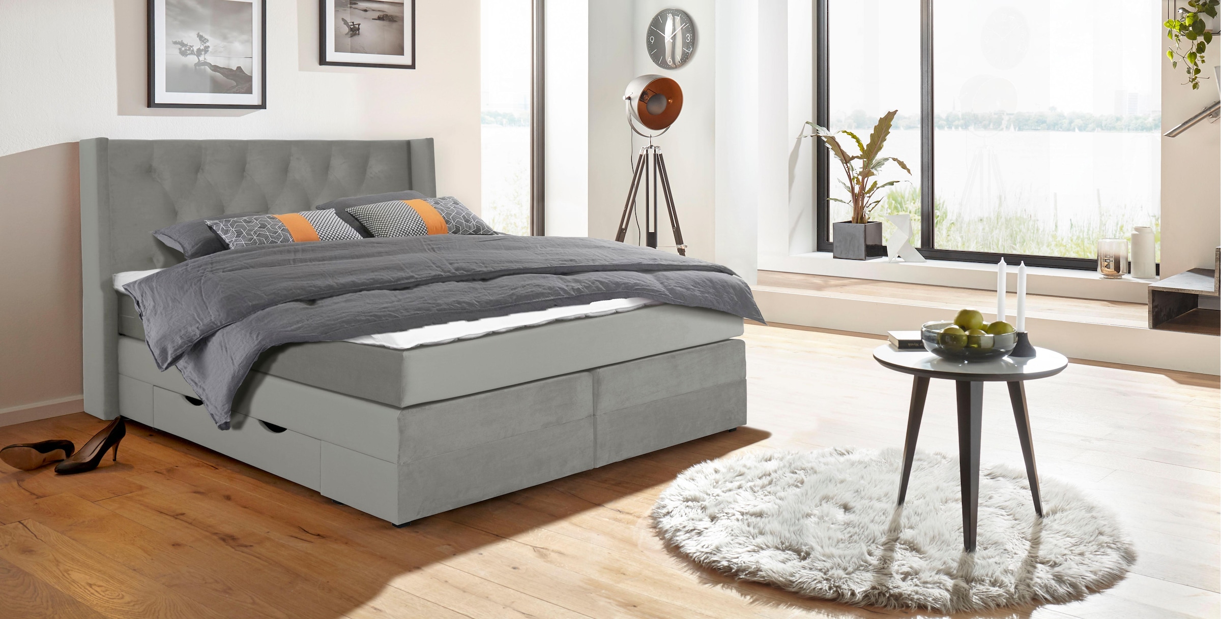 Home affaire Boxspringbett »Elegance« mit schöner Knopfheftung, in den Härt günstig online kaufen