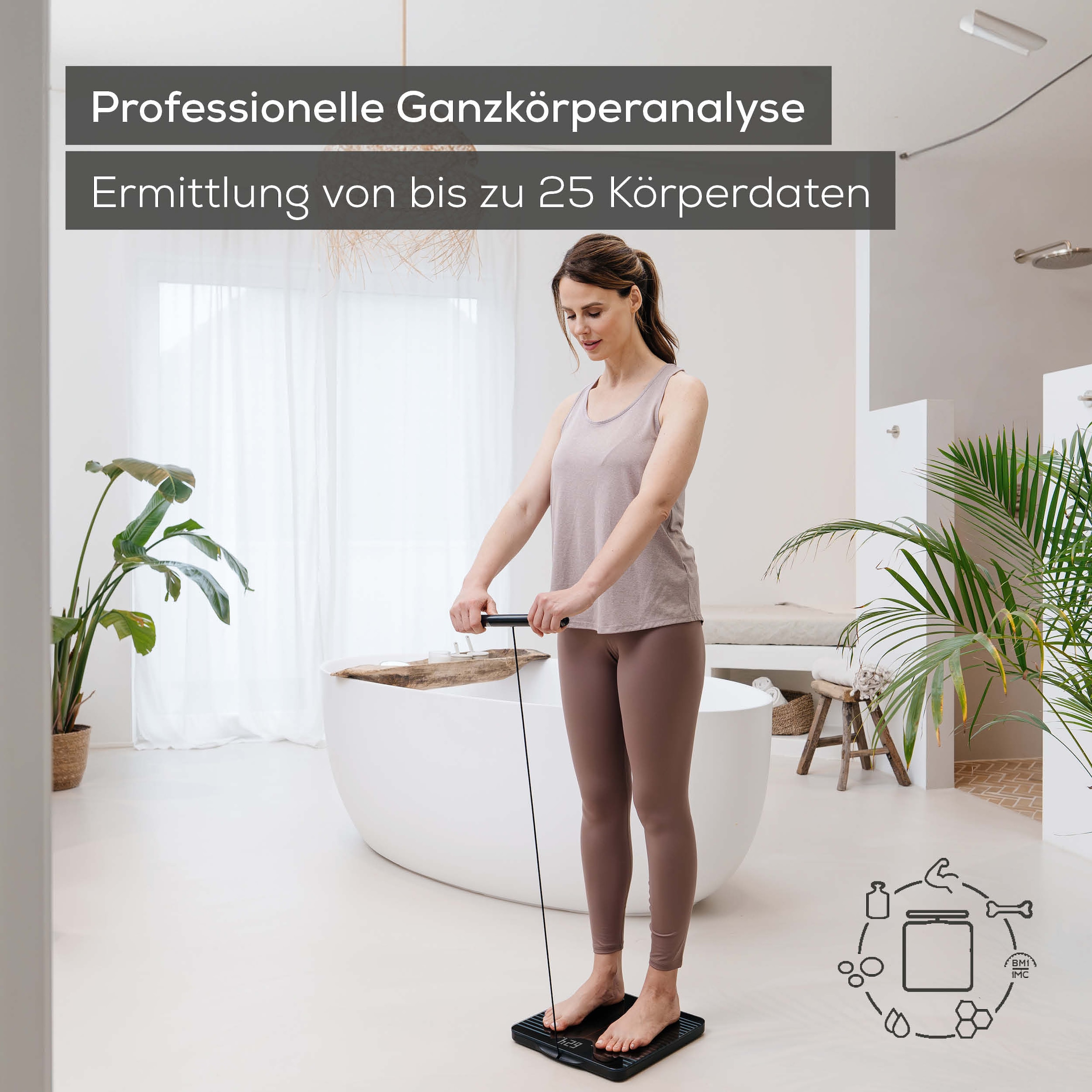 BEURER Körper-Analyse-Waage »BF 990 Diagnosewaage zur Ganzkörperanalyse, 180 kg, App-Verbindung«, Mit Handsensoren und App-Anbindung via WIFI/Bluetooth, 25 Messwerte