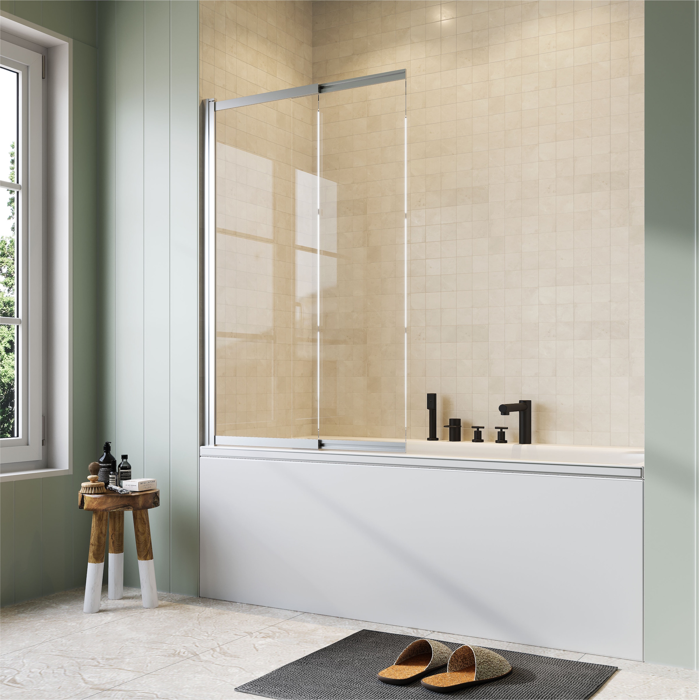 welltime Badewannenaufsatz »Slider« 2 Stk. tlg. Duschwand zum Zusammenschieben UND an die Wand klappen!