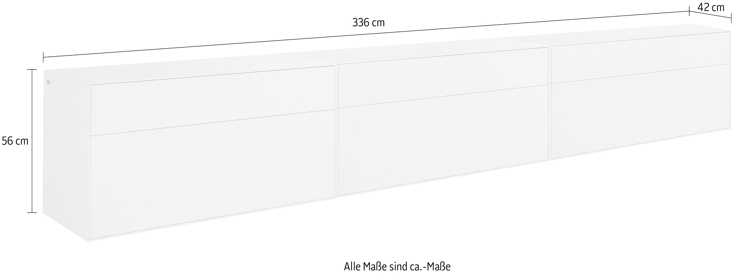 LeGer Home by Lena Gercke Lowboard »Essentials«, (3 St.), Breite: 336cm, MDF lackiert, Push-to-open-Funktion