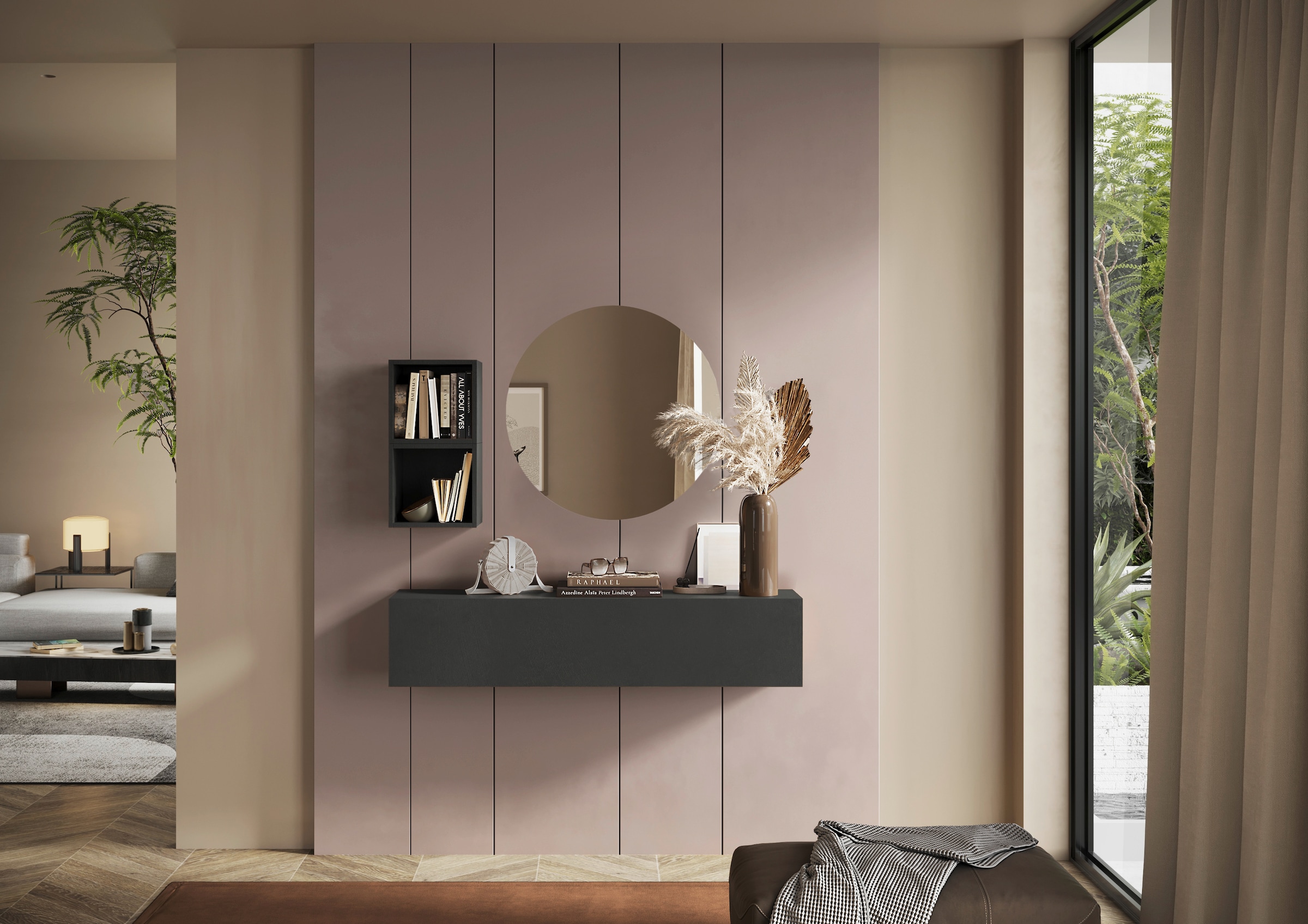 INOSIGN Garderoben-Set »INFINITY, 3tlg. Breite 138 cm, Höhe variabel, moderne Garderobe«, (Spar-Set, 3 St.), (Hängeschrank, Würfelregal 2er Set, Spiegel) ideal für Diele, Flur
