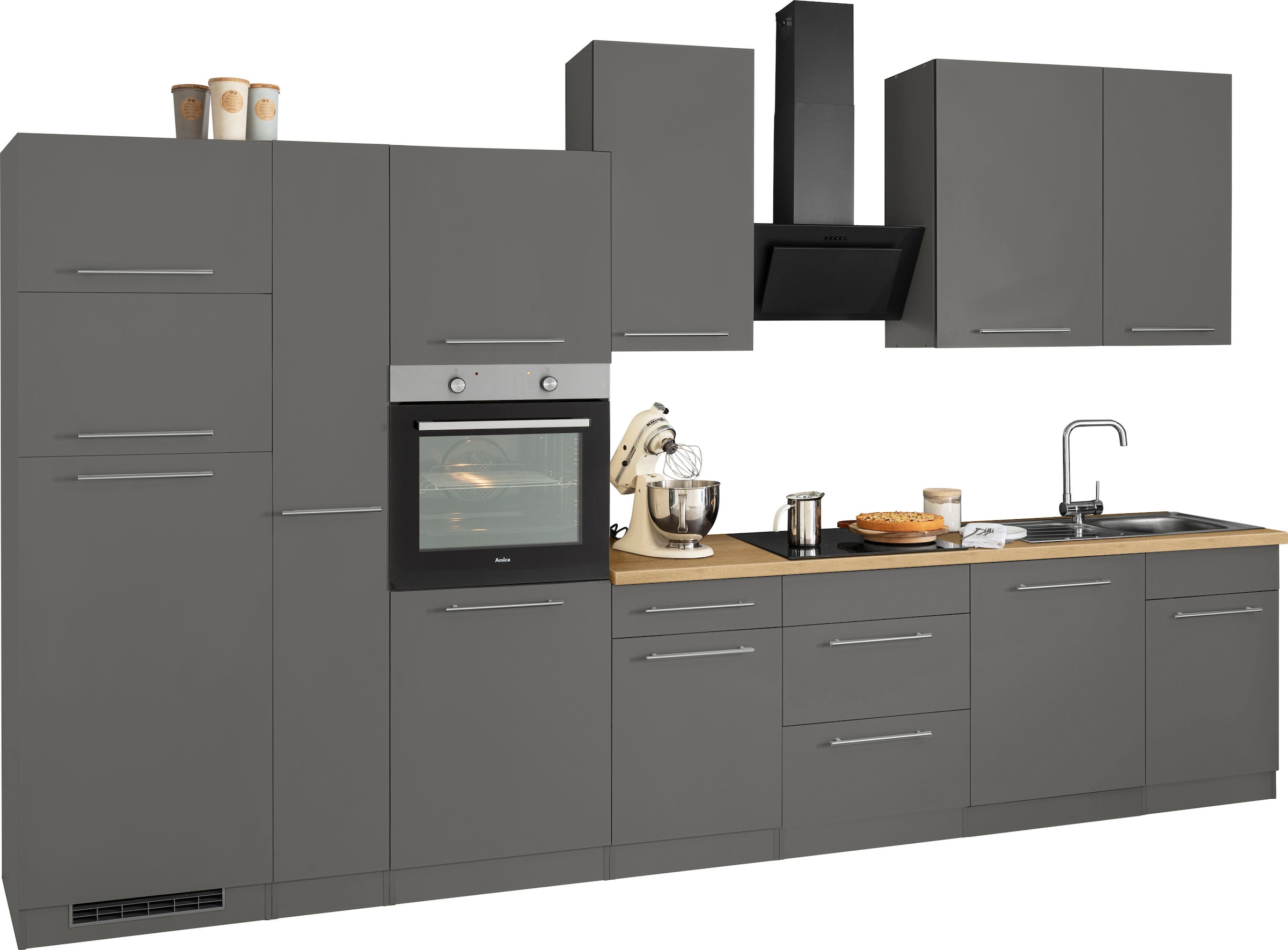 wiho Küchen Küchenzeile »Unna« mit E-Geräten, Breite 370 cm