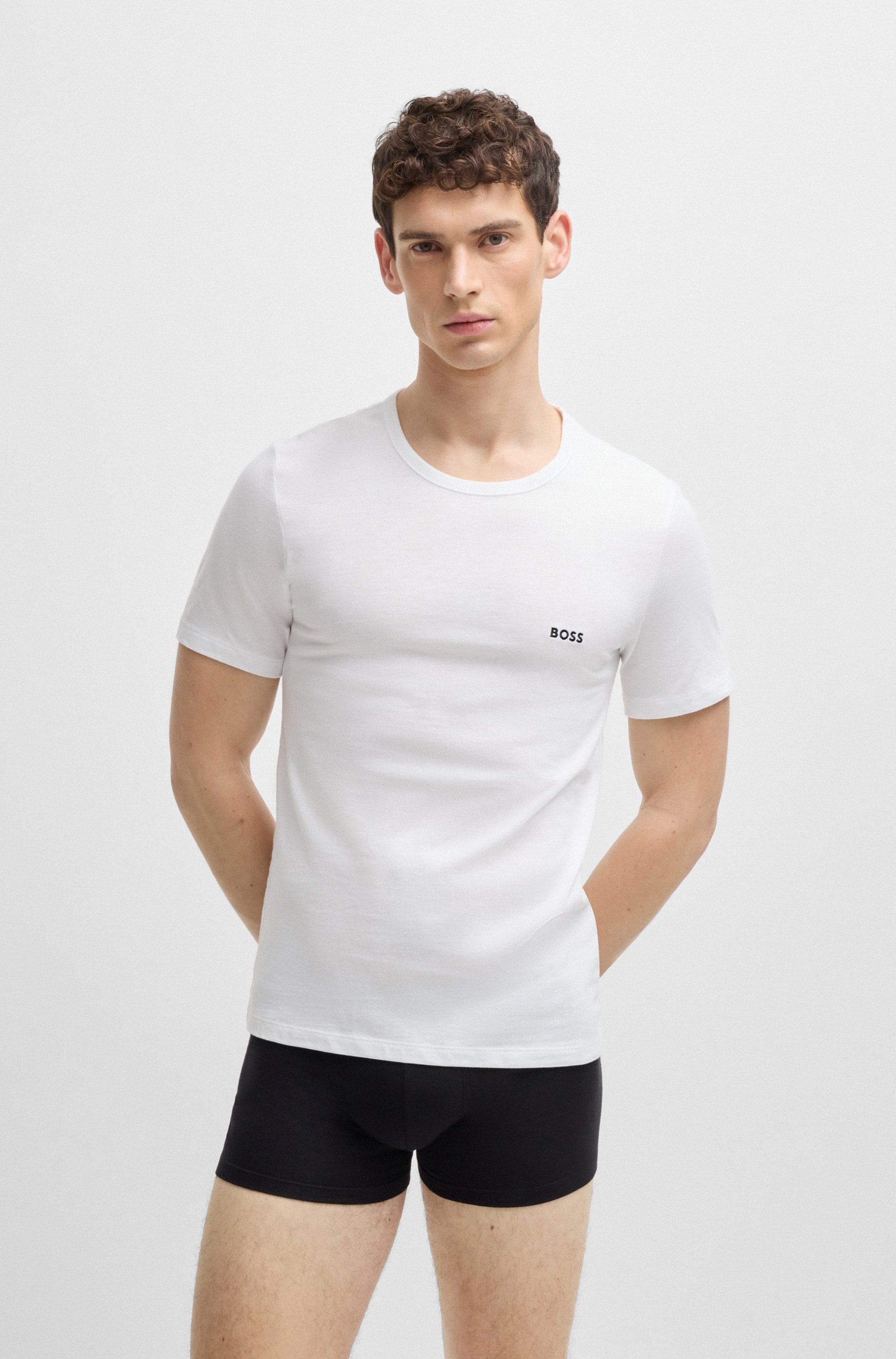 BOSS T-Shirt »TShirtRN 3P Classic«, (Packung, 3 tlg.), mit BOSS Stickerei