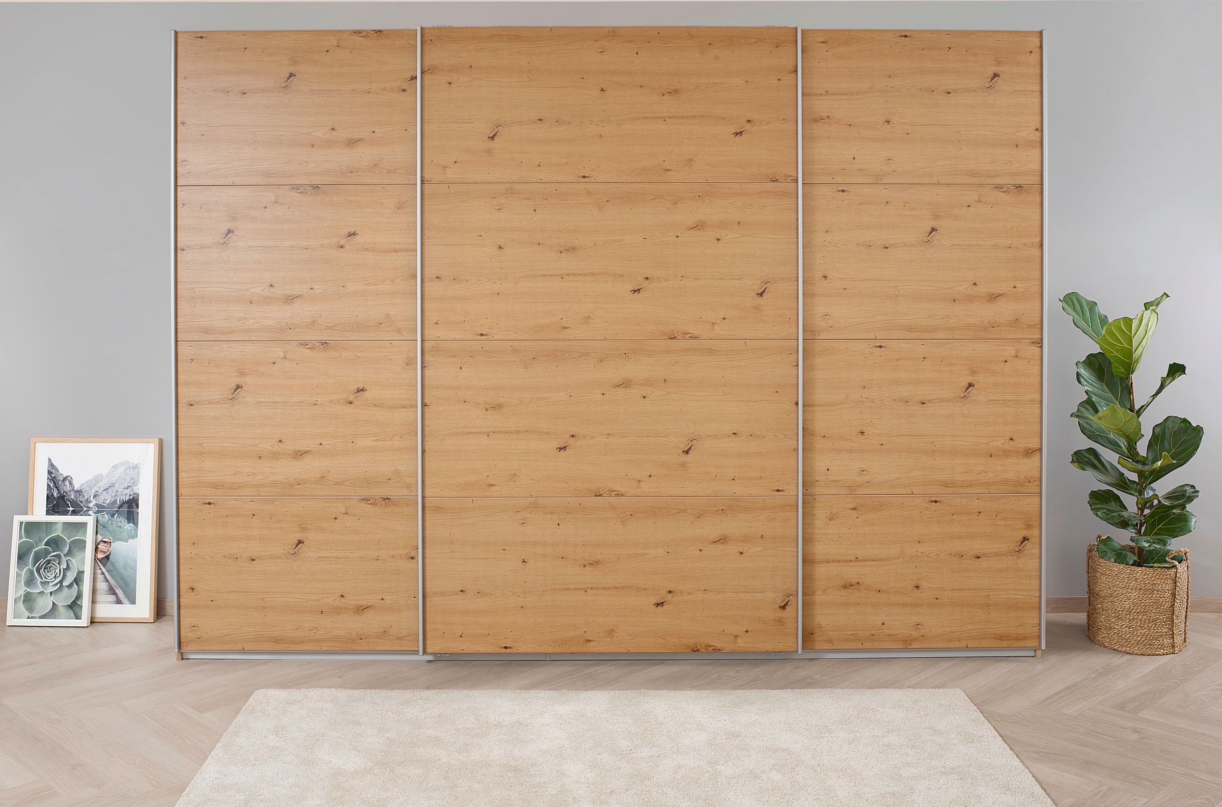 rauch Schwebetürenschrank »Kleiderschrank Schrank Garderobe KOLUNA mit Dekor-Front«, inkl. 2 Innenschubladen sowie extra Einlegeböden MADE IN GERMANY