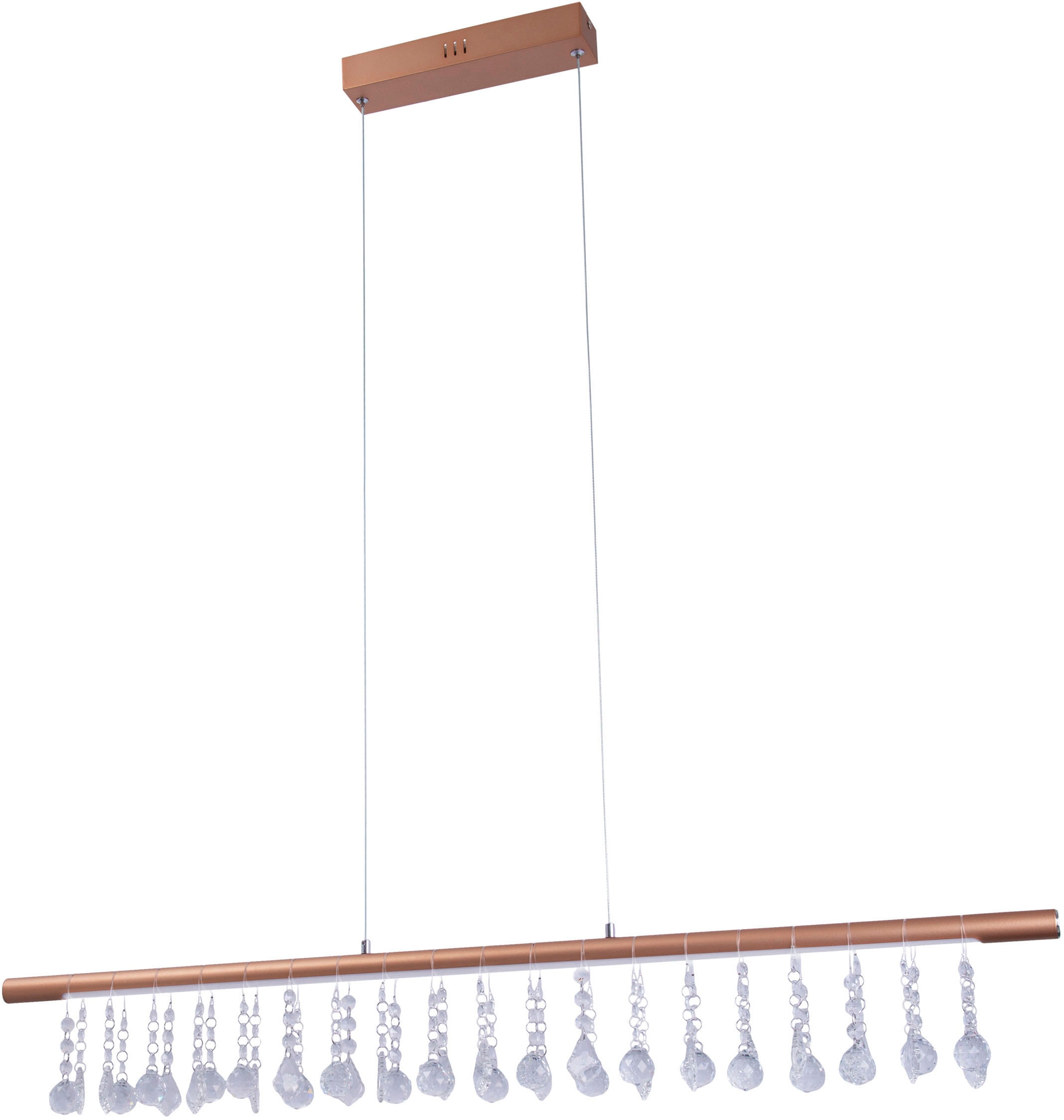 näve LED Pendelleuchte »Nobilis«, 1 flammig, Leuchtmittel LED-Modul | LED fest integriert, Hängeleuchte, dimmbar, warmweiß, L: 100cm, gold